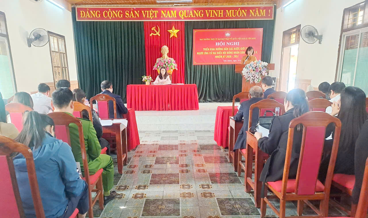Ban thường trực Ủy ban mặt trận tổ quốc xã Yên Định: Tổ chức hội nghị triển khai hướng dẫn các bước giới thiệu người ứng cử đại biểu Hội đồng nhân dân xã khóa II, nhiệm kỳ 2026-2031. 