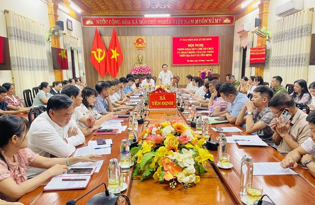UBND xã Yên Định tổ chức hội nghị triển khai quy chế tổ chức và hoạt động của các thôn trên địa bàn xã.