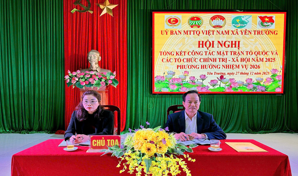 Hội nghị tổng kết công tác Mặt trận và các tổ chức Chính trị- xã hội năm 2025, triển khai nhiệm vụ công tác năm 2026,