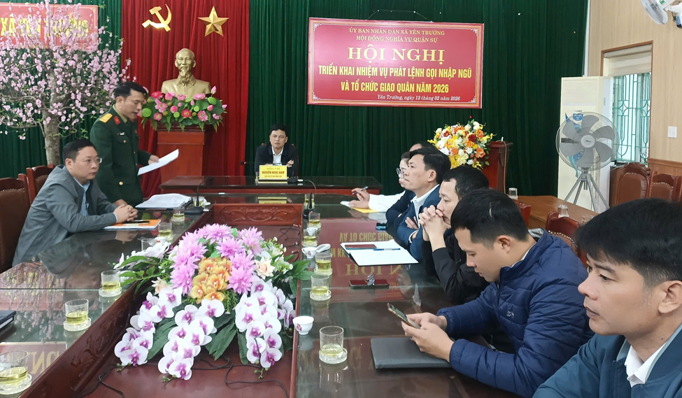 Hội đồng Nghĩa vụ quân sự xã Yên Trường tổ chức Hội nghị triển khai nhiệm vụ phát lệnh gọi công dân nhập ngũ và tổ chức giao quân năm 2026.