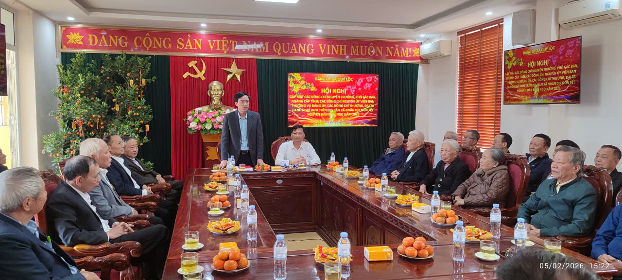 BAN THƯỜNG VỤ ĐẢNG ỦY XÃ QUÝ LỘC TỔ CHỨC GẶP MẶT CÁC ĐỒNG CHÍ NGUYÊN LÃNH ĐẠO NHÂN DỊP TẾT NGUYÊN ĐÁN BÍNH NGỌ 2026