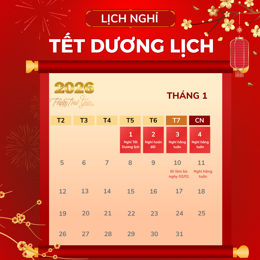 THÔNG BÁO VỀ VIỆC NGHỈ TẾT DƯƠNG LỊCH NĂM 2026