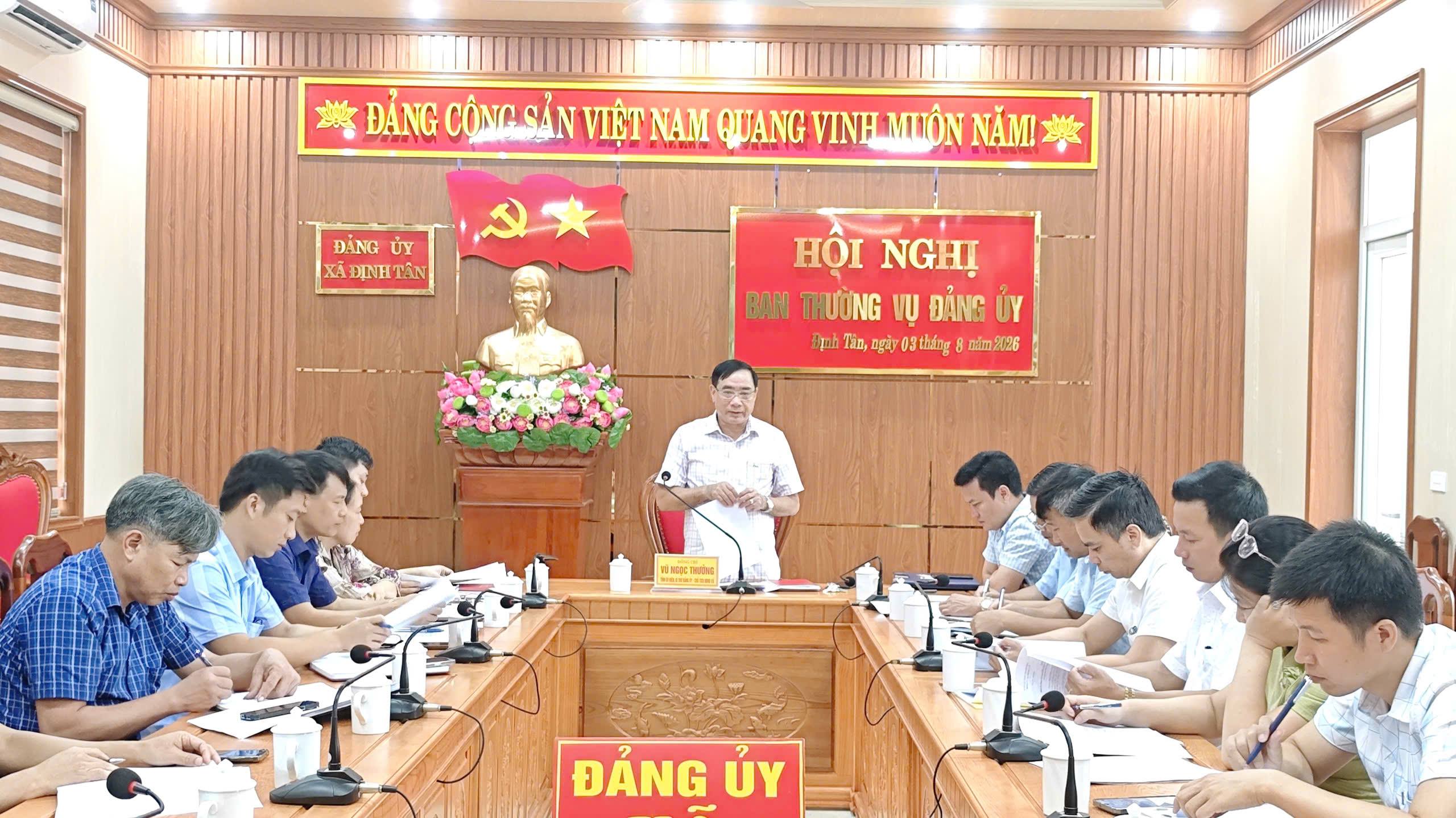 Ban Thường vụ Đảng ủy xã Định Tân tổ chức hội nghị triển khai Chiến dịch 100 ngày thực hiện các nhiệm vụ về chuyển đổi số ngành Tổ chức xây dựng Đảng