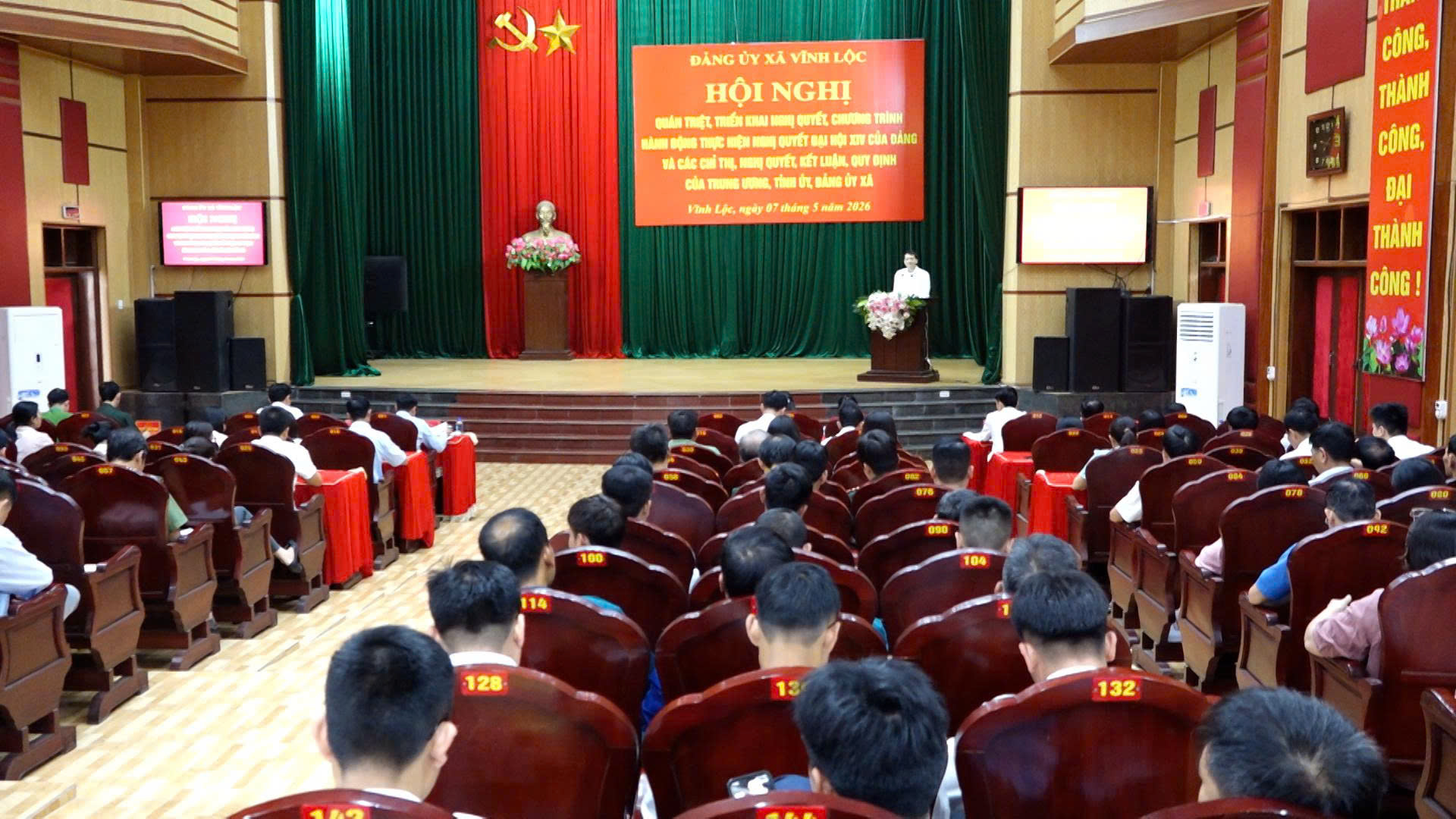 Đảng ủy xã Vĩnh Lộc tổ chức Hội nghị quán triệt, triển khai Nghị quyết Đại hội XIV của Đảng và các chỉ thị, nghị quyết của Trung ương, Tỉnh ủy, Đảng ủy xã