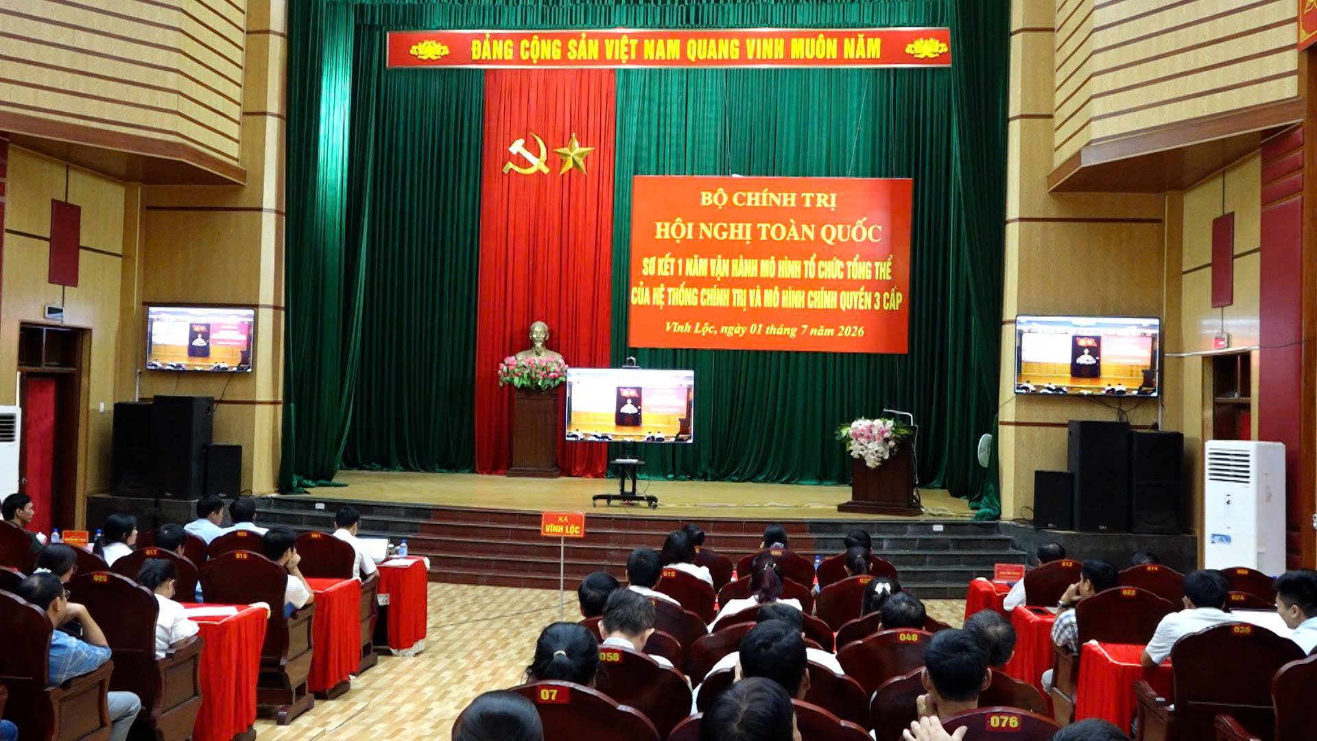 Xã Vĩnh Lộc tham dự hội nghị sơ kết 1 năm vận hành mô hình tổ chức tổng thể của hệ thống chính trị, mô hình chính quyền 3 cấp