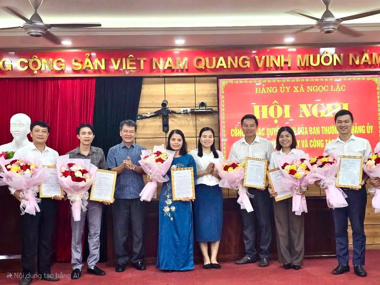 ĐẢNG ỦY XÃ NGỌC LẶC CÔNG BỐ CÁC QUYẾT ĐỊNH CỦA BAN THƯỜNG VỤ ĐẢNG ỦY VỀ TỔ CHỨC BỘ MÁY VÀ CÔNG TÁC CÁN BỘ.