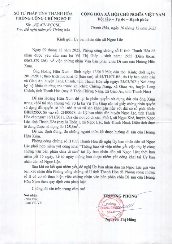 Niêm yết thông báo