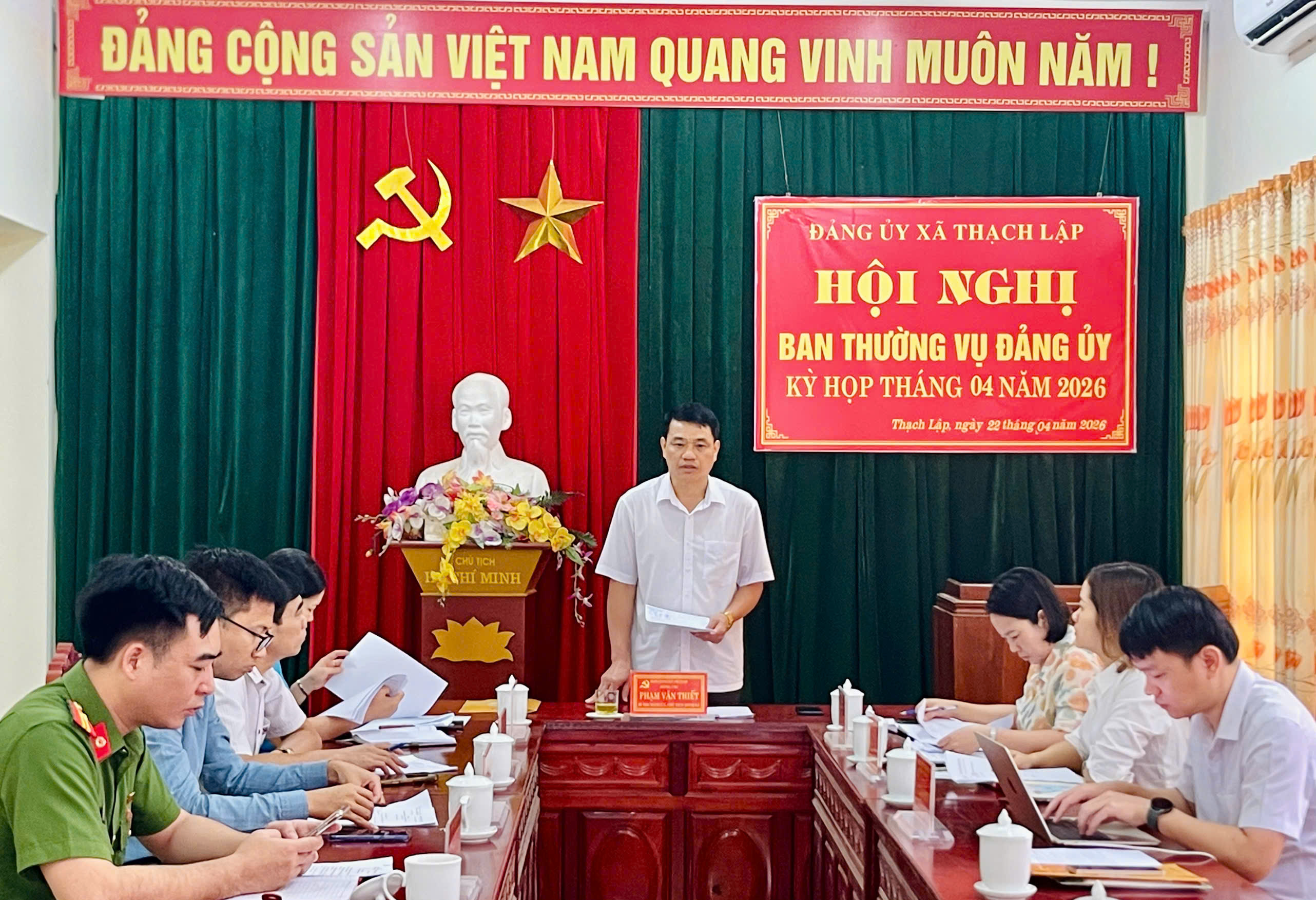 ĐẢNG ỦY XÃ THẠCH LẬP TỔ CHỨC HỘI NGHỊ BAN THƯỜNG VỤ ĐẢNG ỦY KỲ HỌP THÁNG 4/2026