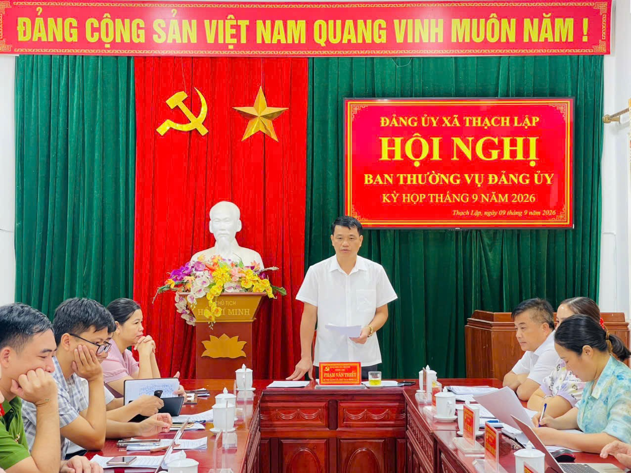 BAN THƯỜNG VỤ ĐẢNG ỦY XÃ THẠCH LẬP TỔ CHỨC HỘI NGHỊ KỲHỌP THÁNG 9 NĂM 2026.