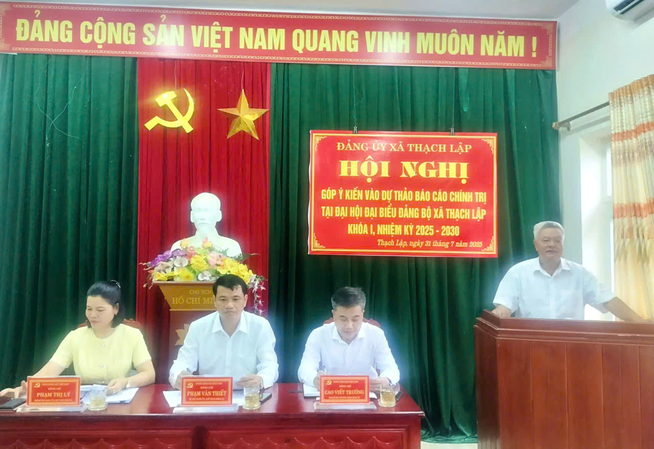 ĐẢNG ỦY XÃ THẠCH LẬP TỔ CHỨC HỘI NGHỊ XIN Ý KIẾN CÁC ĐỒNG CHÍ NGUYÊN LÃNH ĐẠO QUA CÁC THỜI KỲ VỀ DỰ THẢO VĂN KIỆN ĐẠI HỘI ĐẢNG BỘ XÃ THẠCH LẬP LẦN THỨ I