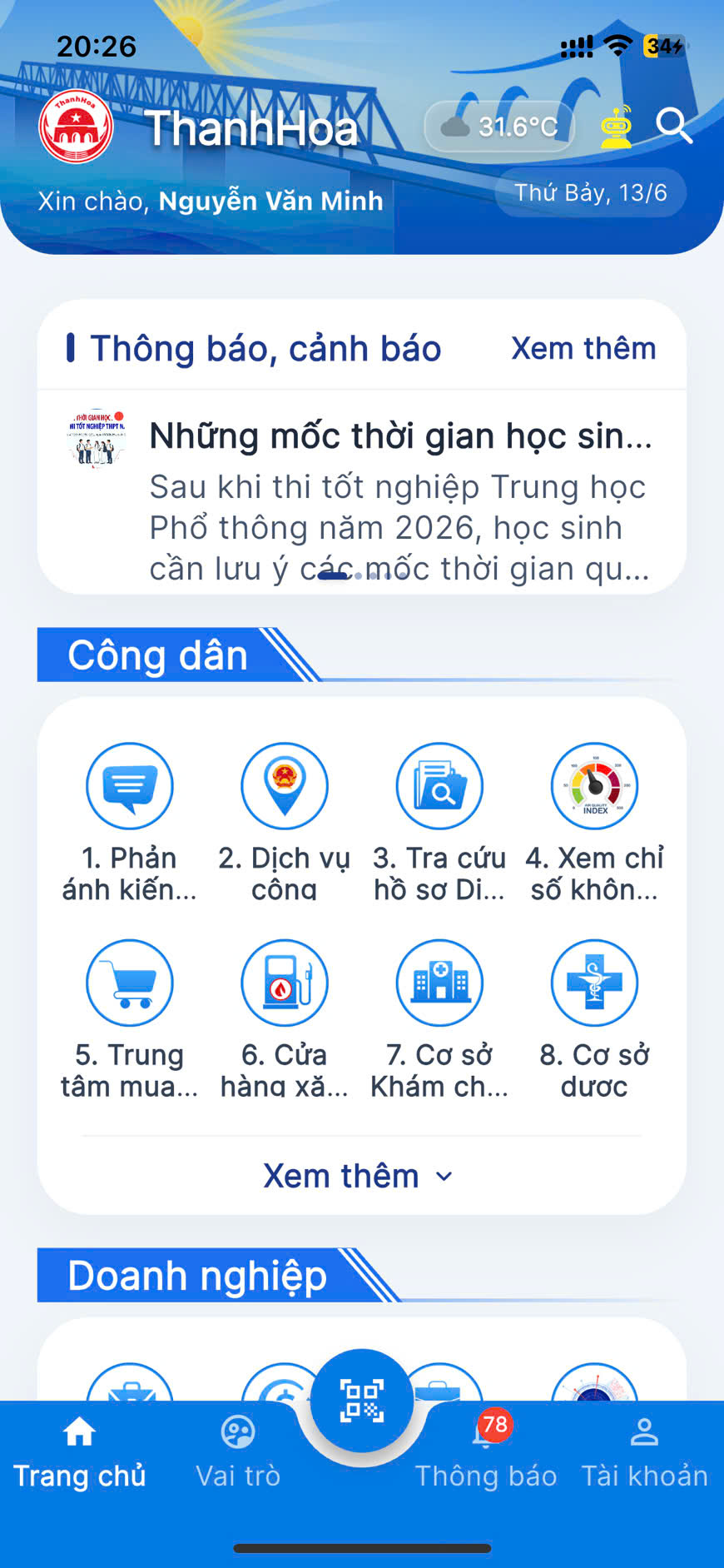 Mỗi người dân Thành Vinh – Một tài khoản trên Ứng dụng số Thanh Hóa