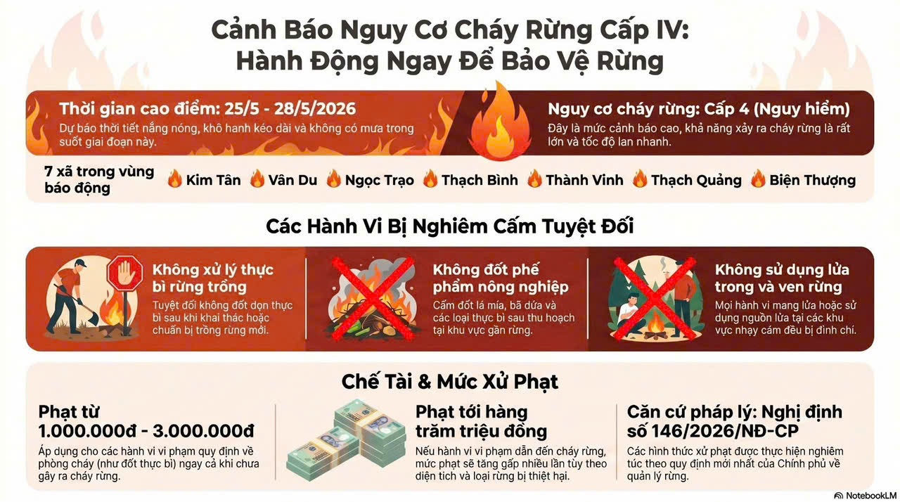 Cảnh báo nguy cơ cháy rừng cấp IV