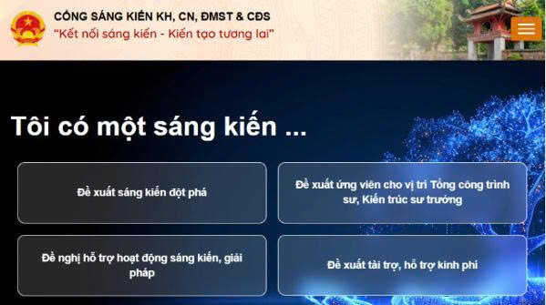Cổng sáng kiến KHCN,ĐMST&amp;CĐS: Kết nối ý tưởng sáng tạo với thực tiễn