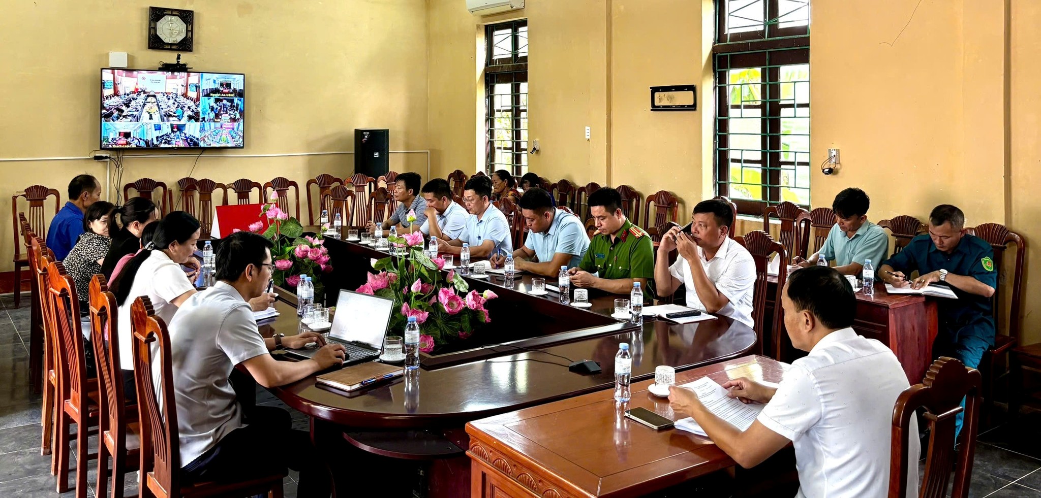 UBND Xã Cẩm Tân tham gia hội nghị trực tuyến toàn Quốc về phòng thủ dân sự Quốc gia lần thứ nhất