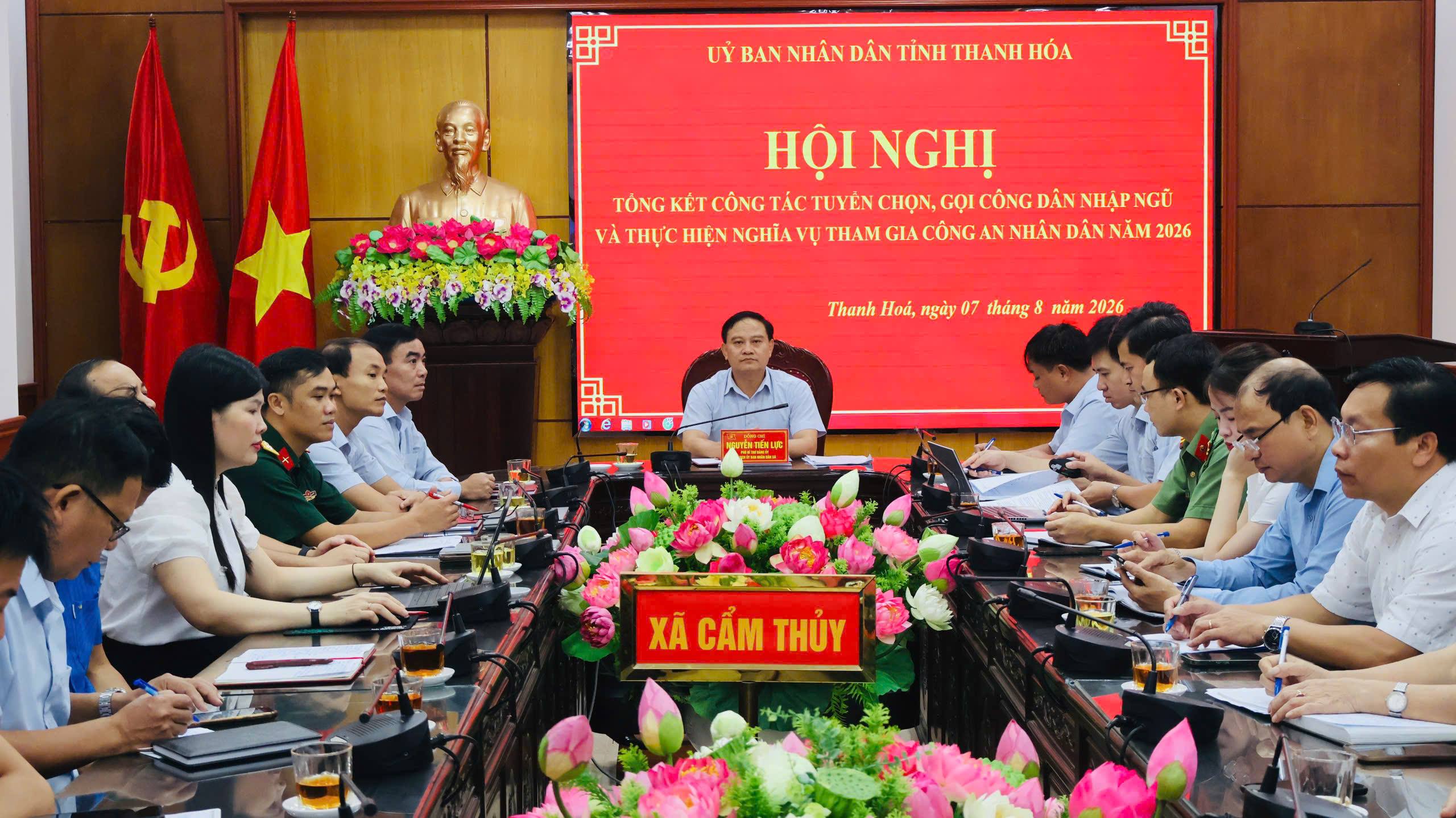 Xã Cẩm Thủy tham dự Hội nghị trực tuyến toàn tỉnh tổng kết công tác tuyển chọn, gọi công dân nhập ngũ và thực hiện nghĩa vụ tham gia Công an nhân dân năm 2026