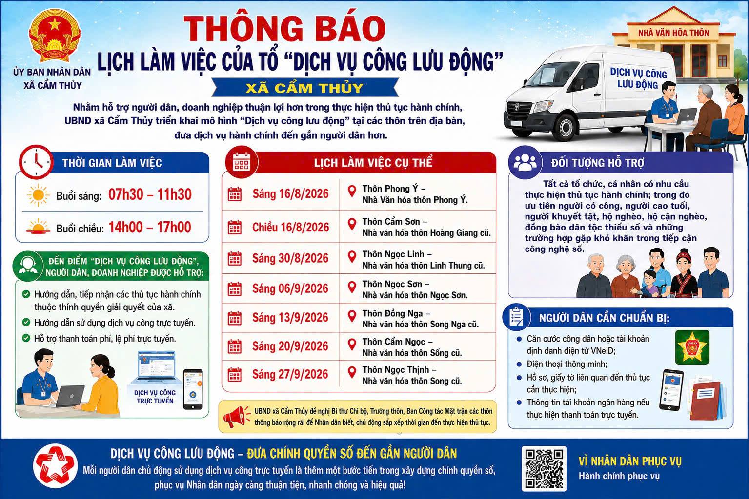 Xã Cẩm Thủy triển khai mô hình “Dịch vụ công lưu động” đến các thôn