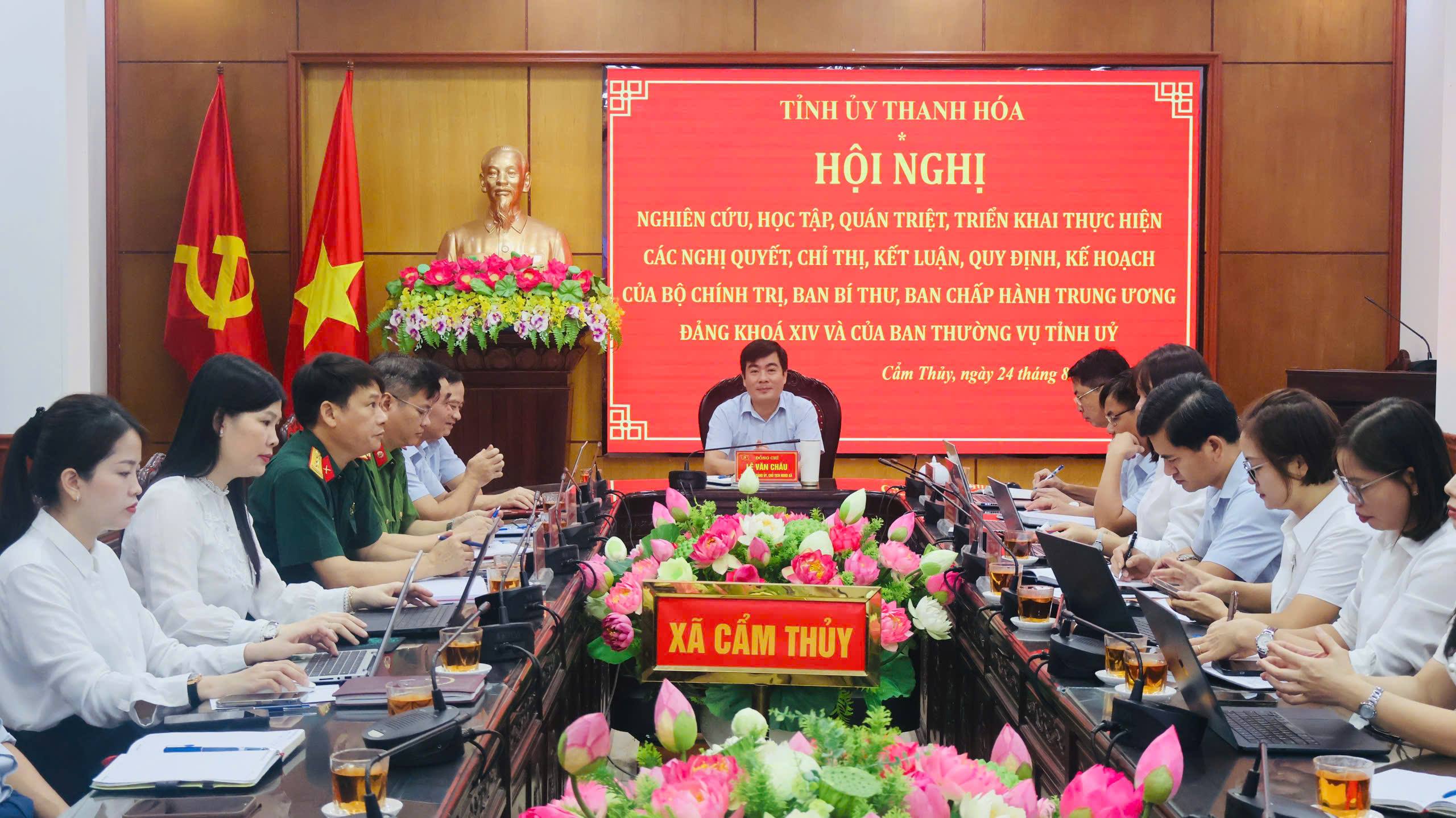 Xã Cẩm Thủy tham dự Hội nghị nghiên cứu, học tập,  quán triệt và triển khai thực hiện các nghị quyết, chỉ thị,  kết luận, quy định mới ban hành