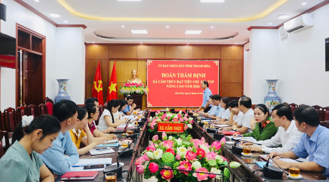 Đoàn thẩm định thực tế xã, phường an toàn thực phẩm nâng cao tỉnh Thanh Hóa làm việc tại xã Cẩm Thủy