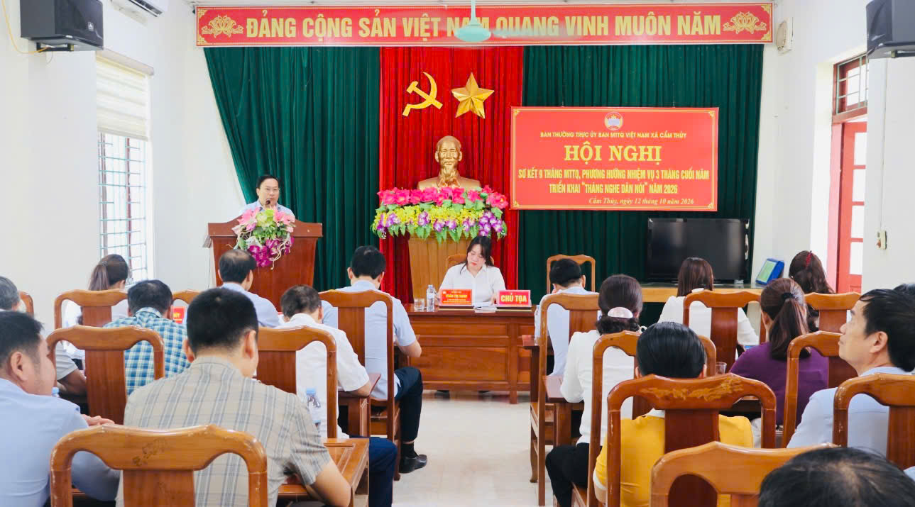 Ban Thường trực Ủy ban MTTQ Việt Nam xã Cẩm Thủy sơ kết công tác 9 tháng đầu năm, triển khai “Tháng nghe dân nói” năm 2026