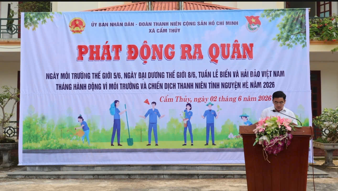 Xã Cẩm Thủy tổ chức lễ phát động hưởng ứng Ngày Môi trường thế giới và ra quân Chiến dịch Thanh niên tình nguyện hè năm 2026
