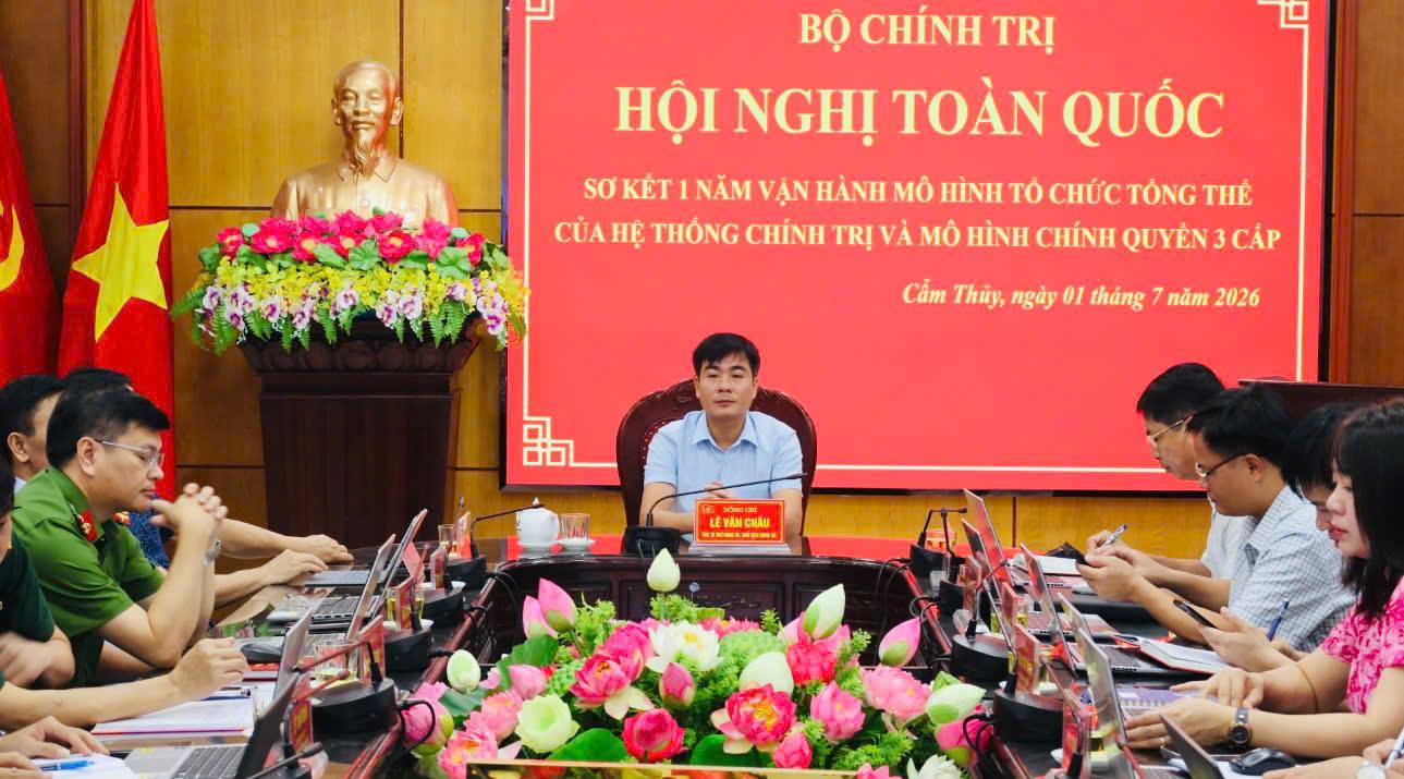 Xã Cẩm Thủy tham dự Hội nghị toàn quốc sơ kết 1 năm vận hành mô hình tổ chức tổng thể của hệ thống chính trị và mô hình chính quyền 3 cấp