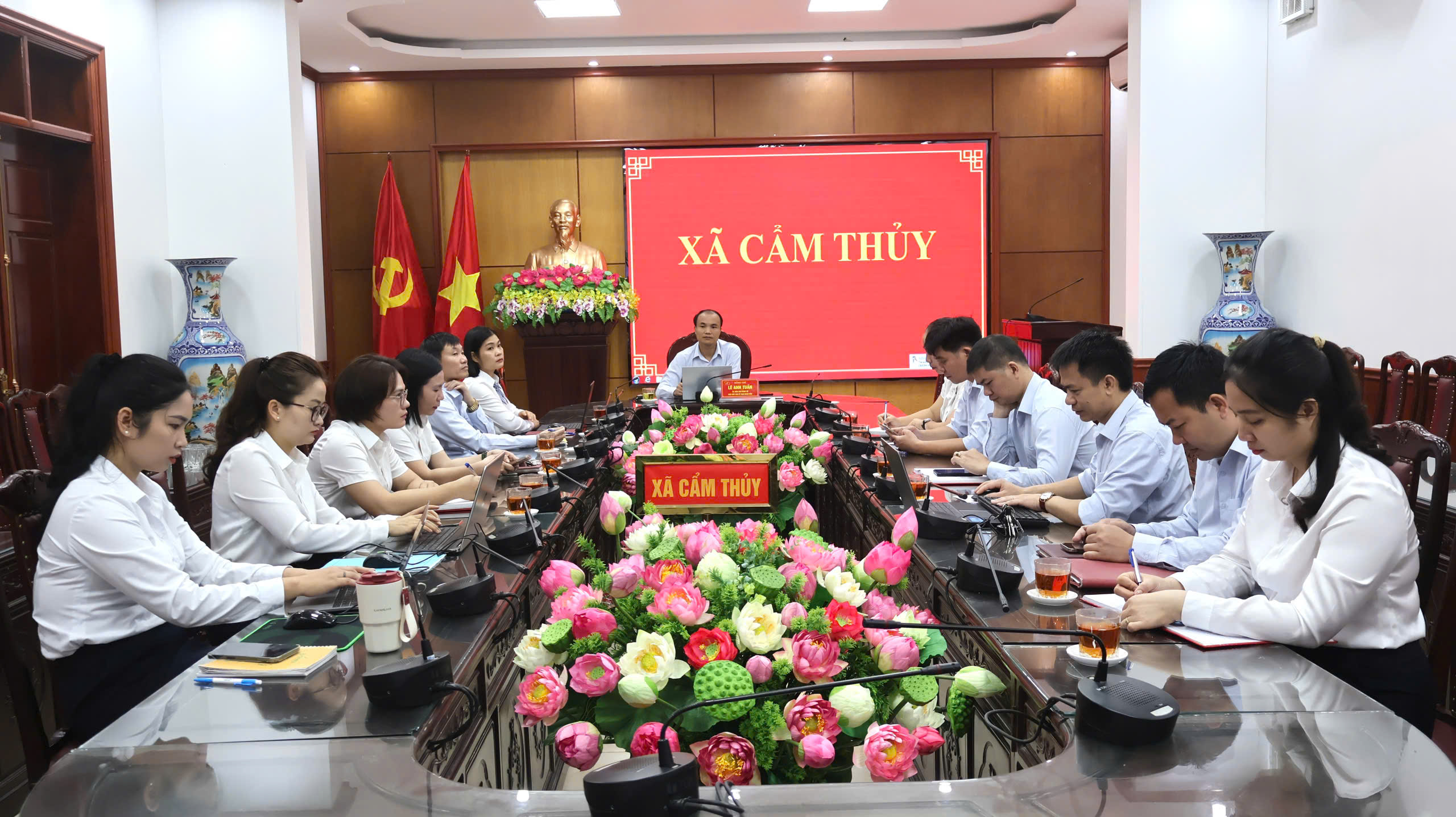 Xã Cẩm Thủy tham dự hội nghị trực tuyến tập huấn, hướng dẫn quản lý, cập nhật dữ liệu, khai thác và sử dụng IOC Thanh Hóa 