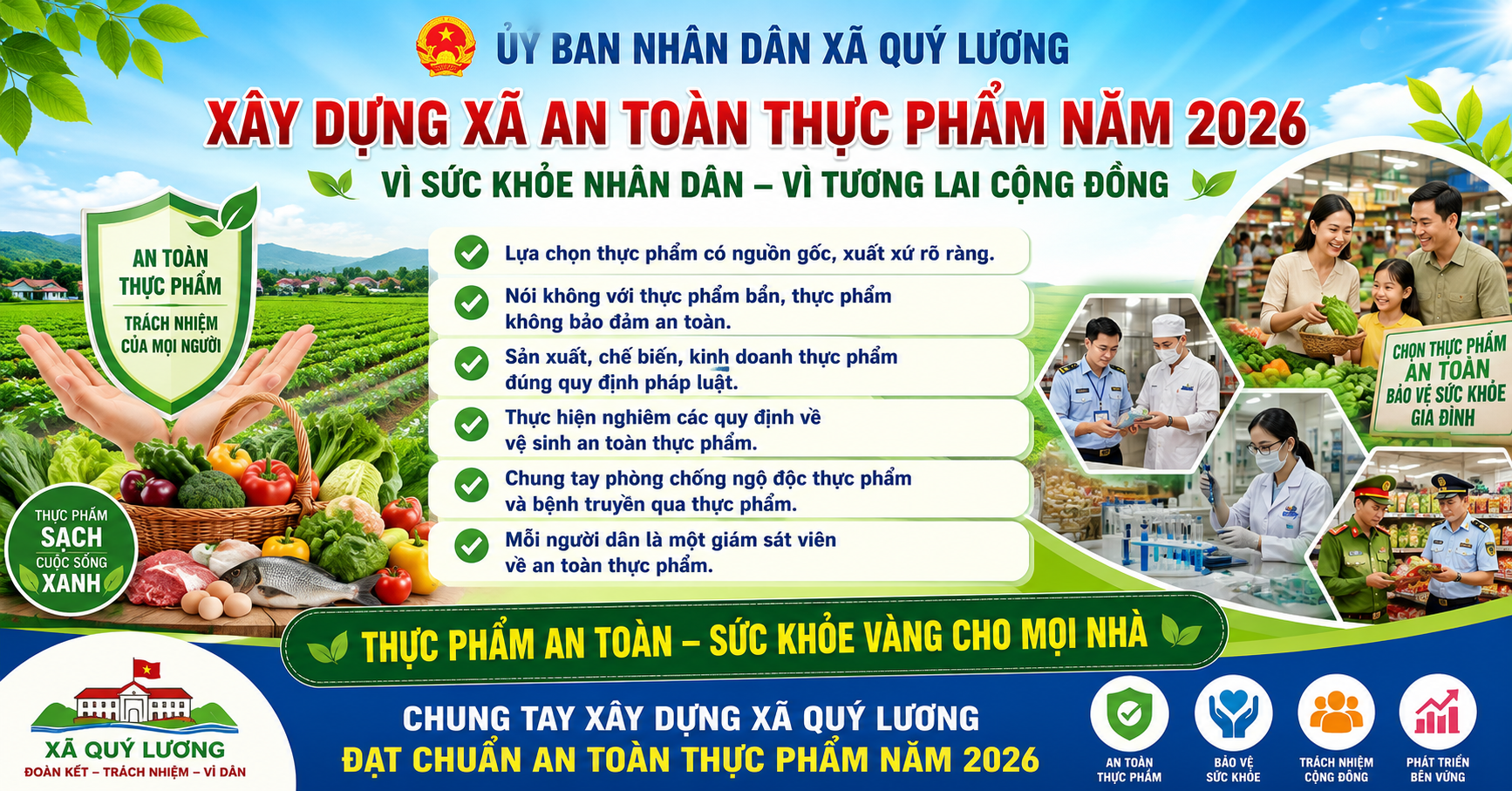 XÃ QUÝ LƯƠNG ĐẨY MẠNH XÂY DỰNG XÃ AN TOÀN THỰC PHẨM NĂM 2026
