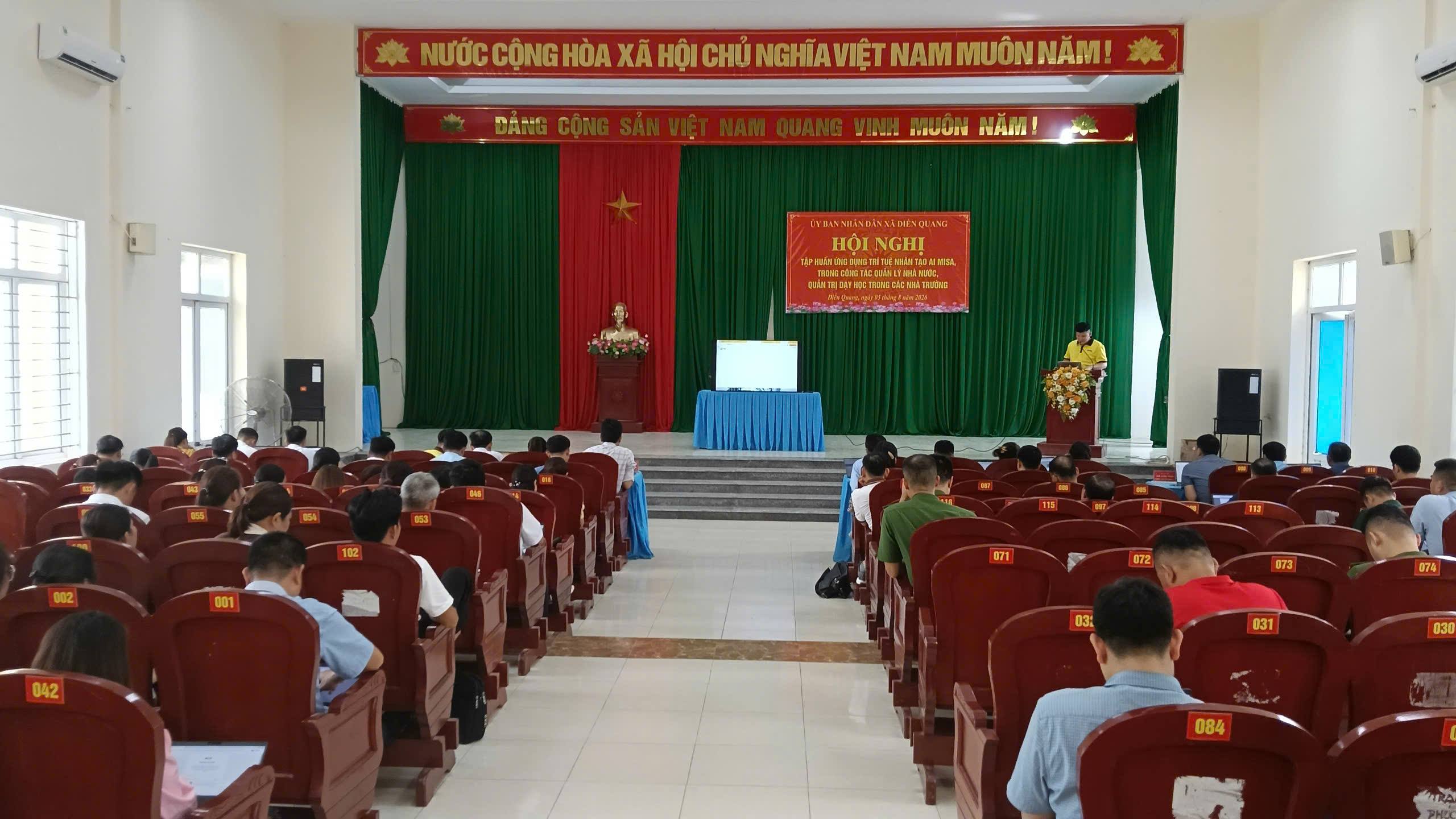 Xã Điền Quang tổ chức Hội nghị tập huấn nâng cao kiến thức về chuyển đổi số, ứng dụng phần mềm MISA và trí tuệ nhân tạo AI năm 2026