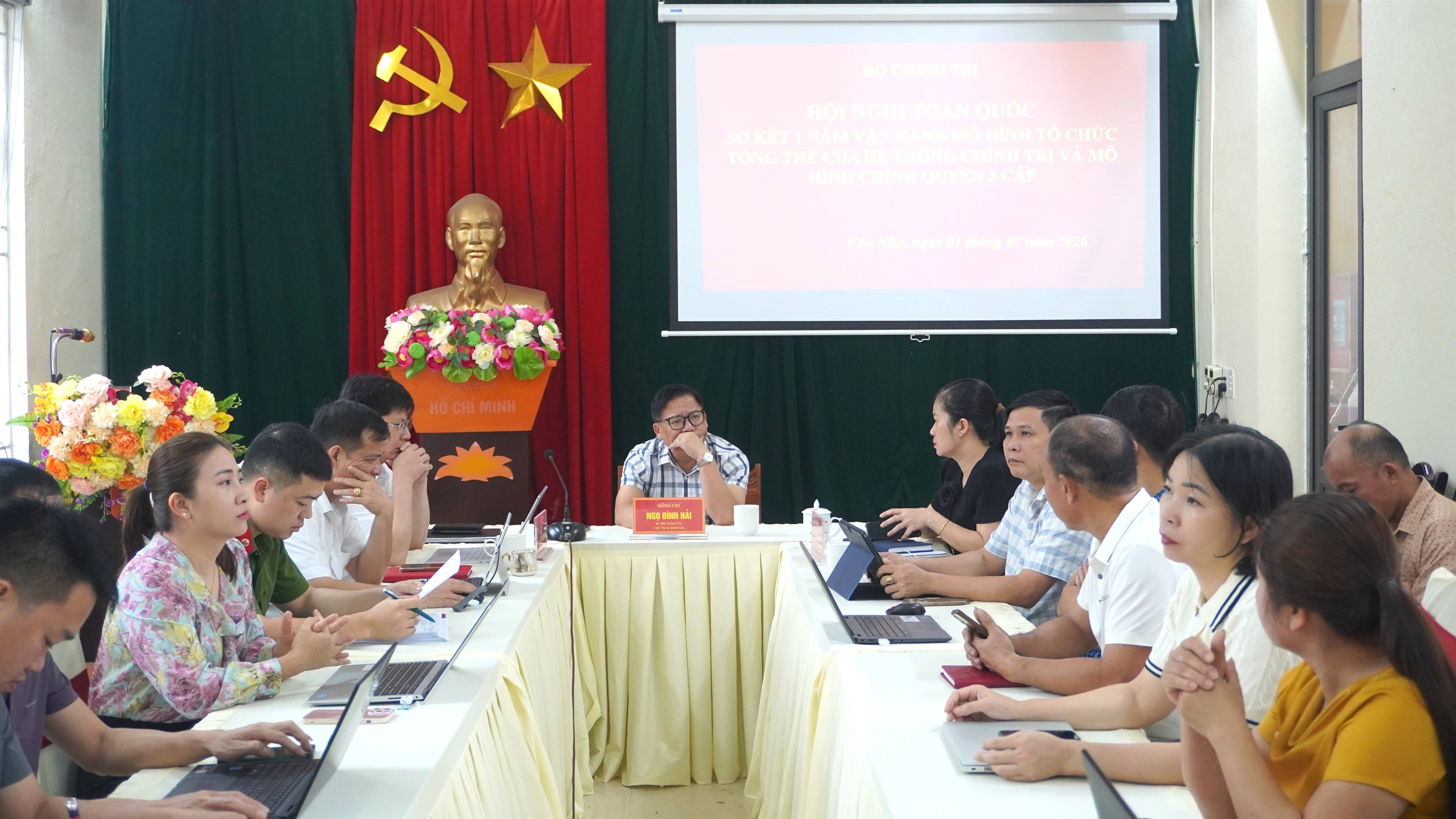 XÃ VĂN NHO THAM DỰ HỘI NGHỊ TRỰC TUYẾN TOÀN QUỐC SƠ KẾT 01 NĂM VẬN HÀNH MÔ HÌNH TỔ CHỨC HỆ THỐNG CHÍNH TRỊ VÀ CHÍNH QUYỀN ĐỊA PHƯƠNG 03 CẤP