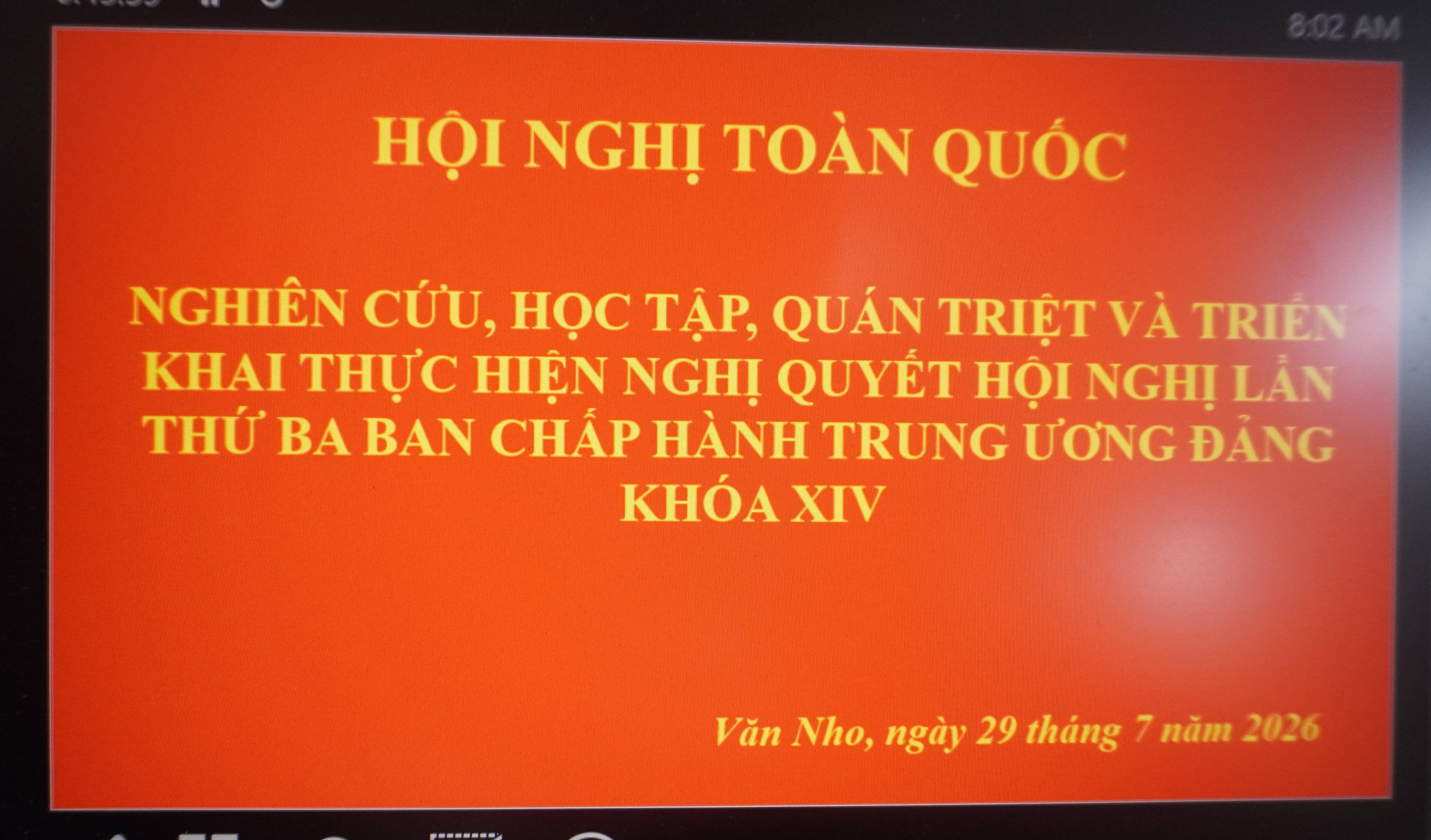 ĐẢNG ỦY XÃ VĂN NHO THAM DỰ HỘI NGHỊ TOÀN QUỐC QUÁN TRIỆT, TRIỂN KHAI THỰC HIỆN NGHỊ QUYẾT HỘI NGHỊ TRUNG ƯƠNG 3 KHÓA XIV