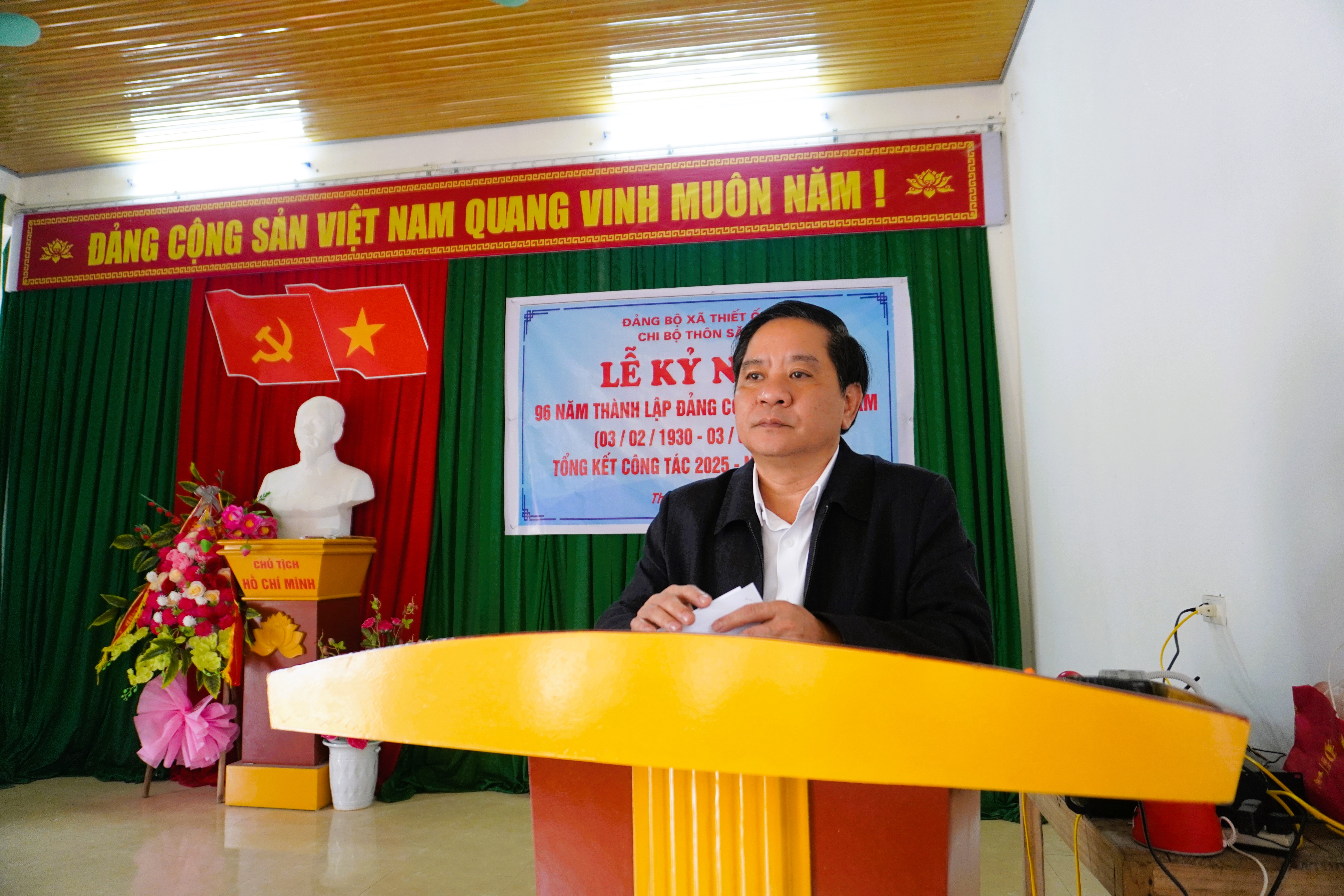Đồng chí Võ Minh Khoa, Bí thư Đảng ủy, Chủ tịch HĐND xã dự sinh hoạt Chi bộ thôn Sặng Nhân kỷ niệm 96 năm Ngày thành lập Đảng Cộng sản Việt Nam (3/2/1930 – 3/2/2026)