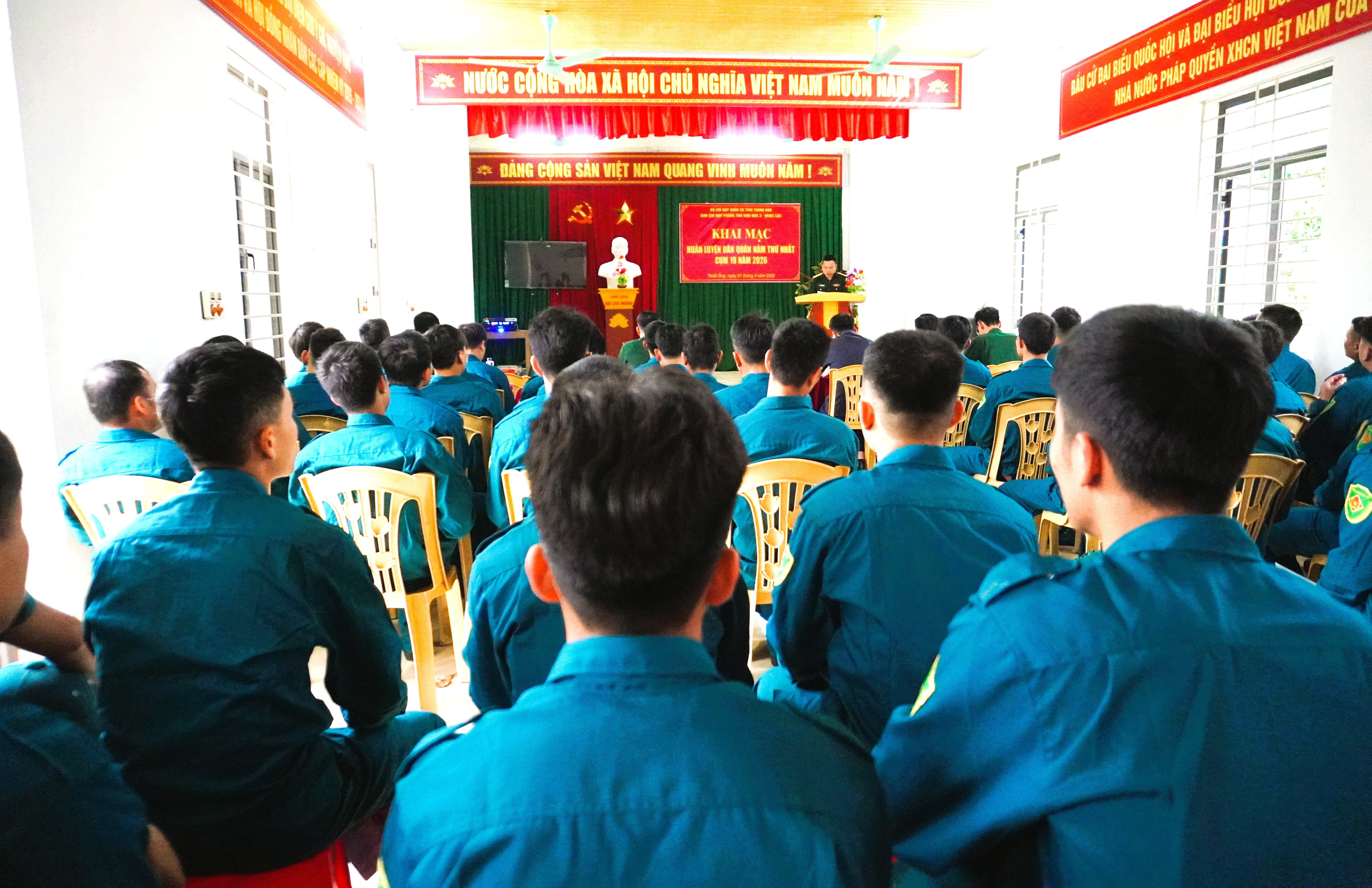 Ban Chỉ huy Phòng thủ khu vực 3 - Ngọc Lặc tổ chức huấn luyện Dân quân năm thứ Nhất Cụm 19 năm 2026