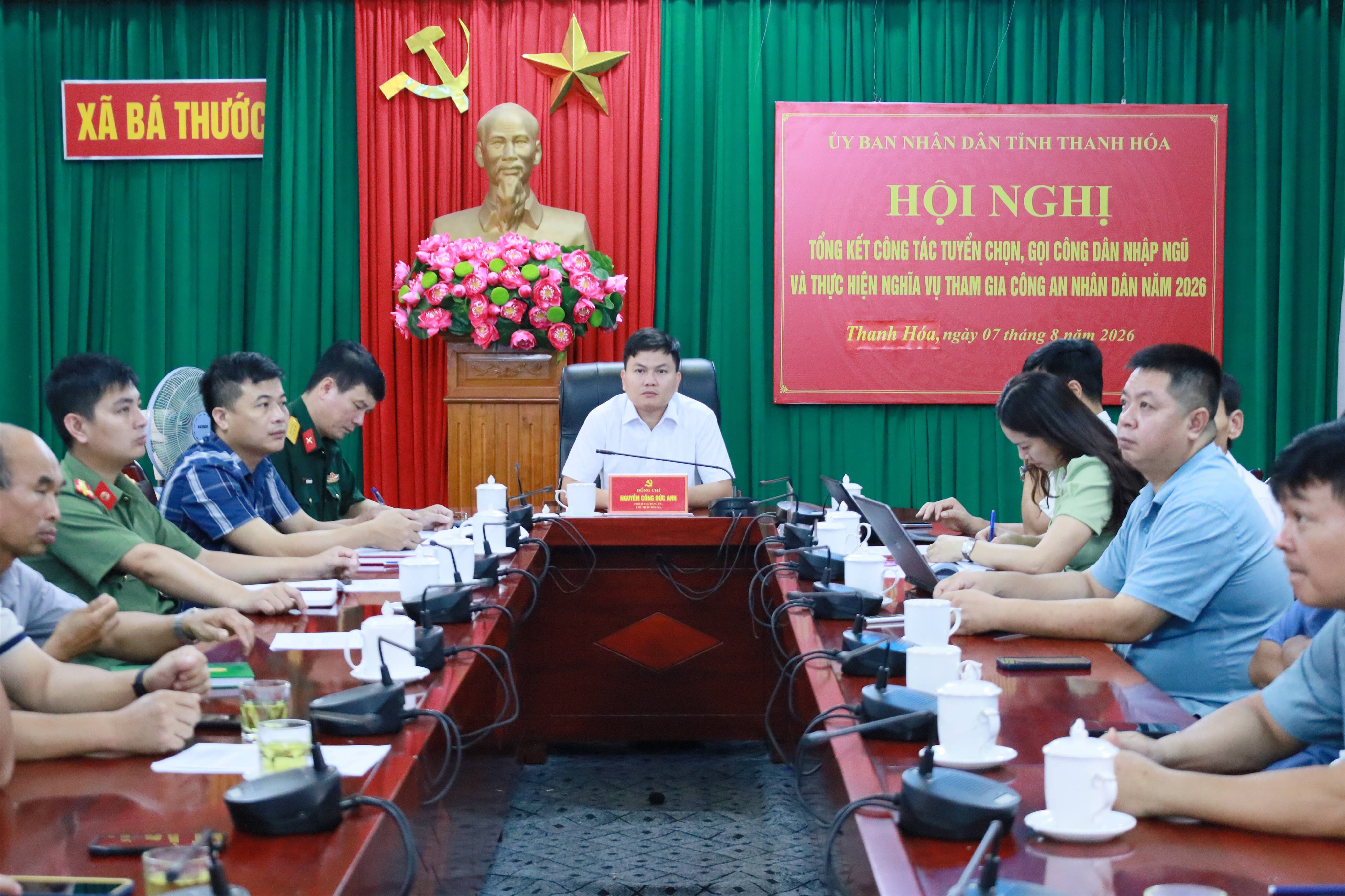 Đại biểu xã Bá Thước tham dự Hội nghị trực tuyến Tổng kết công tác tuyển chọn, gọi công dân nhập ngũ và thực hiện nghĩa vụ tham gia Công an Nhân dân năm 2026