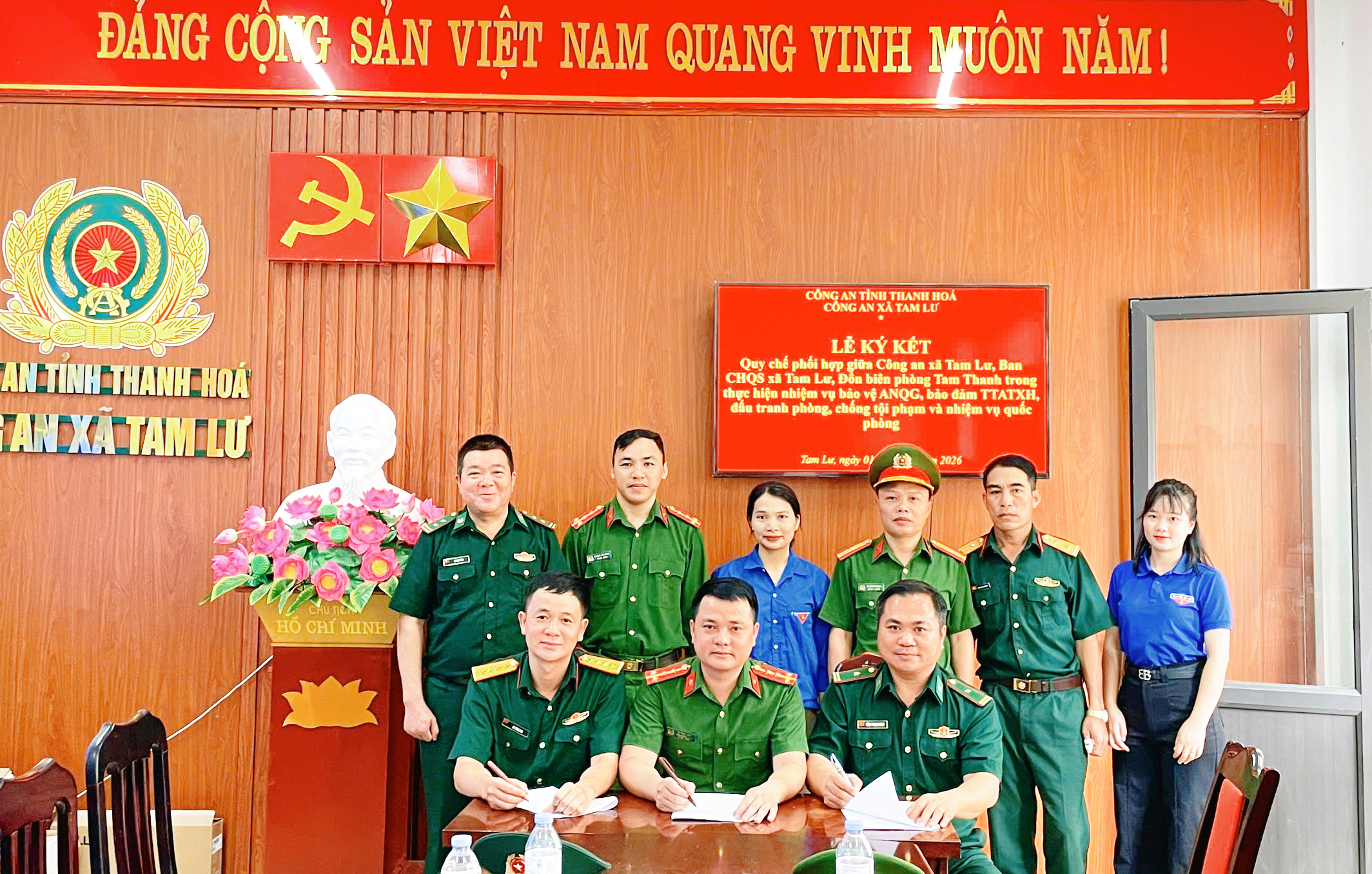 Các Lực lượng vũ trang xã Tam Lư ký kết quy chế phối hợp trong thực hiện nhiệm vụ