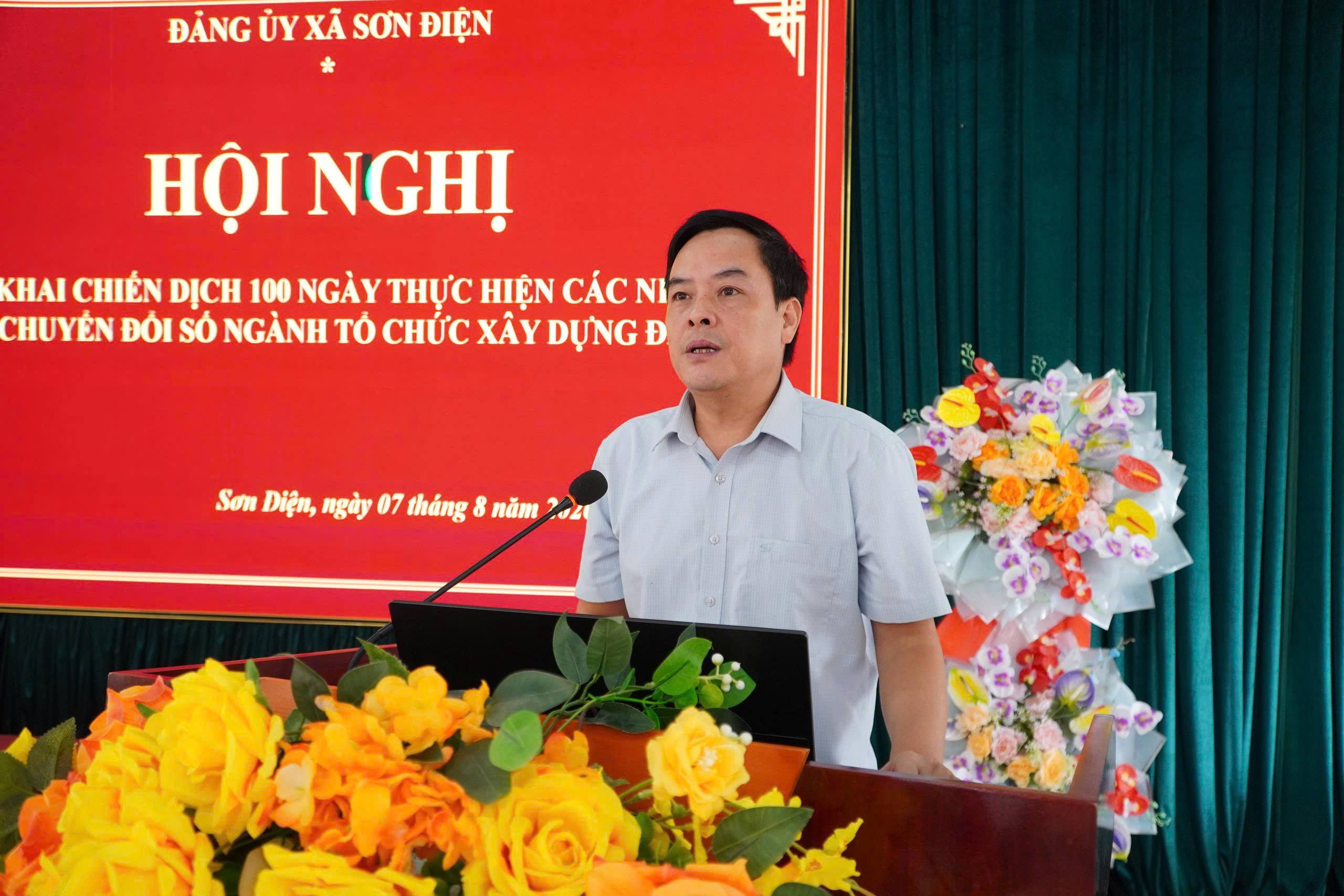 Đảng ủy xã Sơn Điện tổ chức Hội nghị triển khai Chiến dịch 100 ngày thực hiện các nhiệm vụ về chuyển đổi số ngành Tổ chức xây dựng Đảng