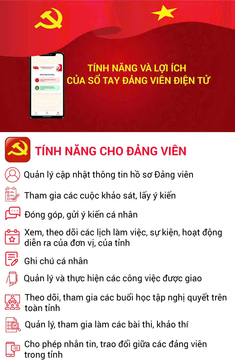 Tính năng và lợi ích của sổ tay Đảng viên điện tử.