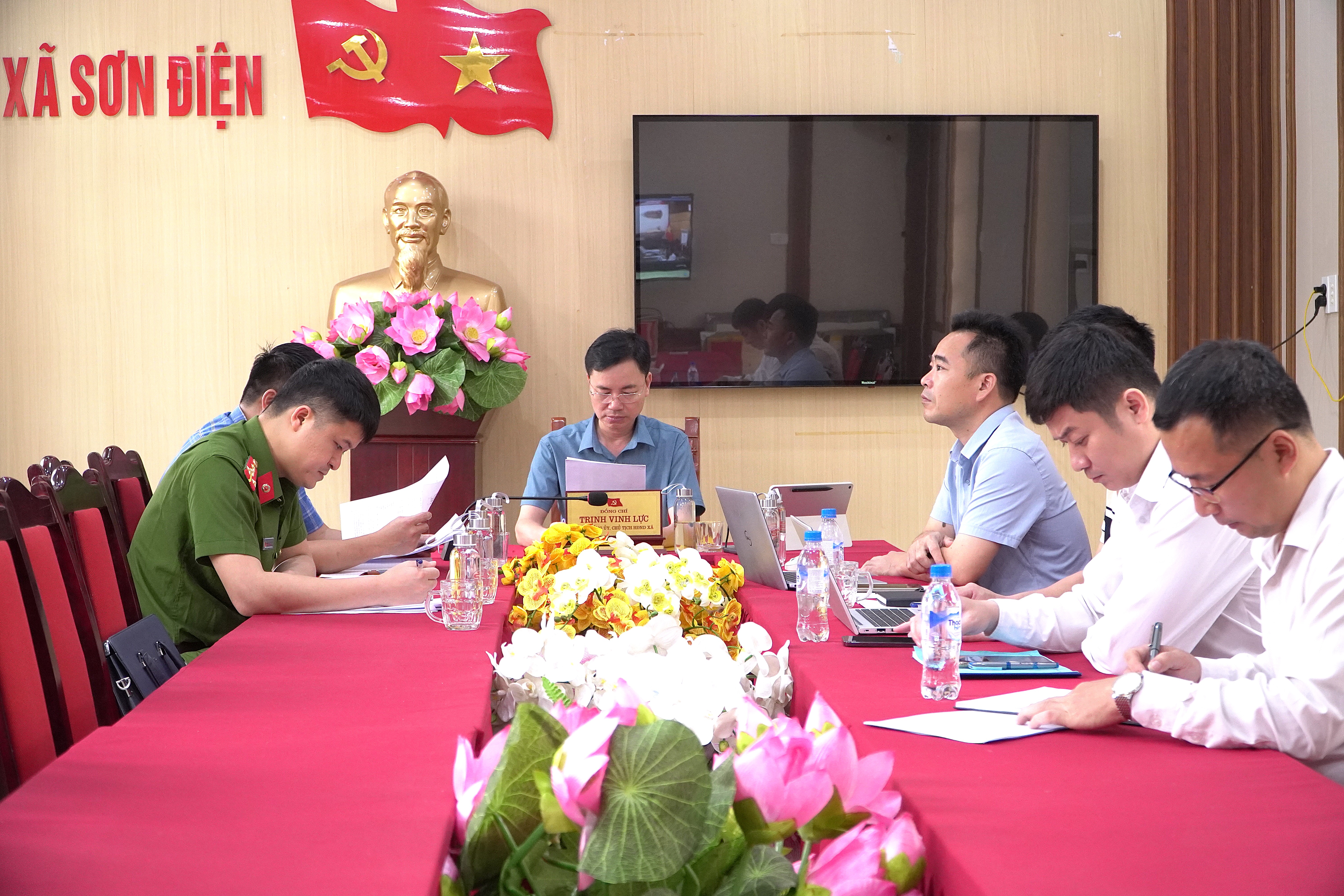 Xã Sơn Điện tham dự hội nghị trực tuyến toàn tỉnh về chiến dịch làm giàu, làm sạch cơ sở dữ liệu quốc gia về đất đai