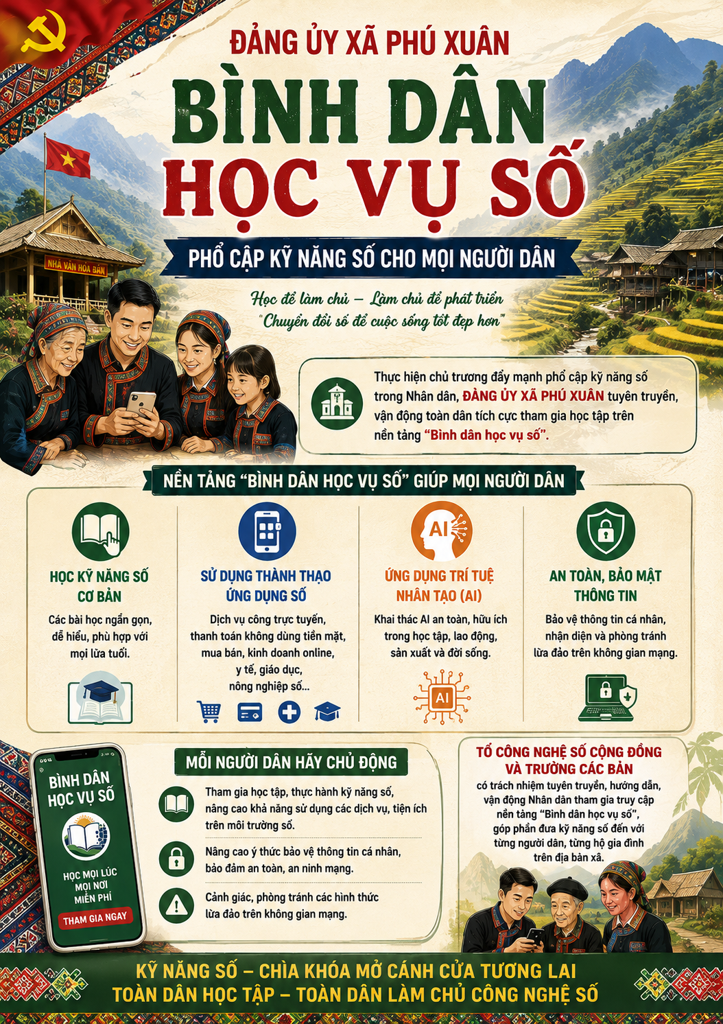 Phú Xuân đẩy mạnh tuyên truyền phong trào “Bình dân học vụ số”