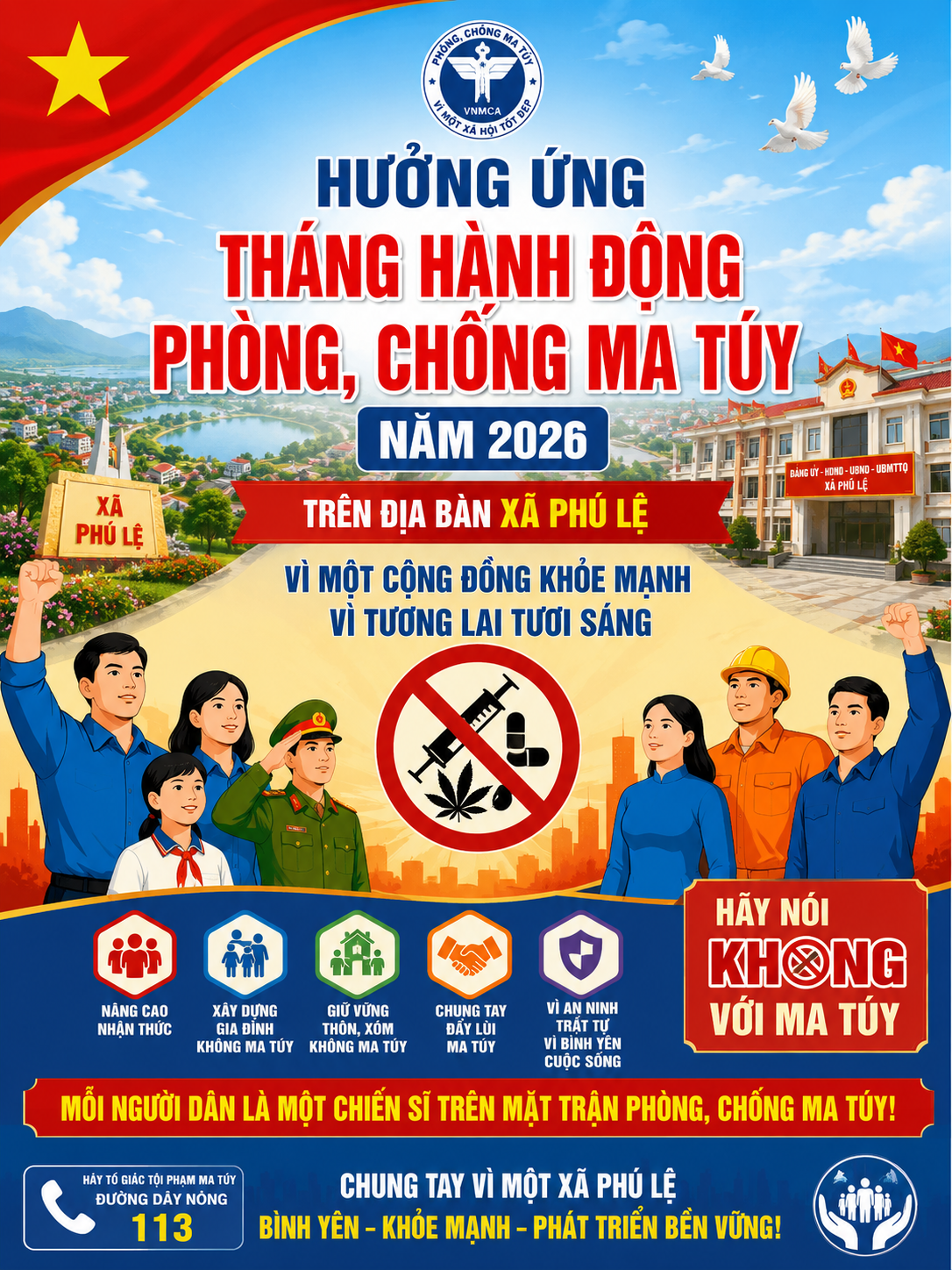 PHÚ LỆ HƯỞNG ỨNG THÁNG HÀNH ĐỘNG PHÒNG, CHỐNG MA TÚY NĂM 2026: CHUNG TAY XÂY DỰNG THÔN, BẢN BÌNH YÊN, KHÔNG MA TÚY