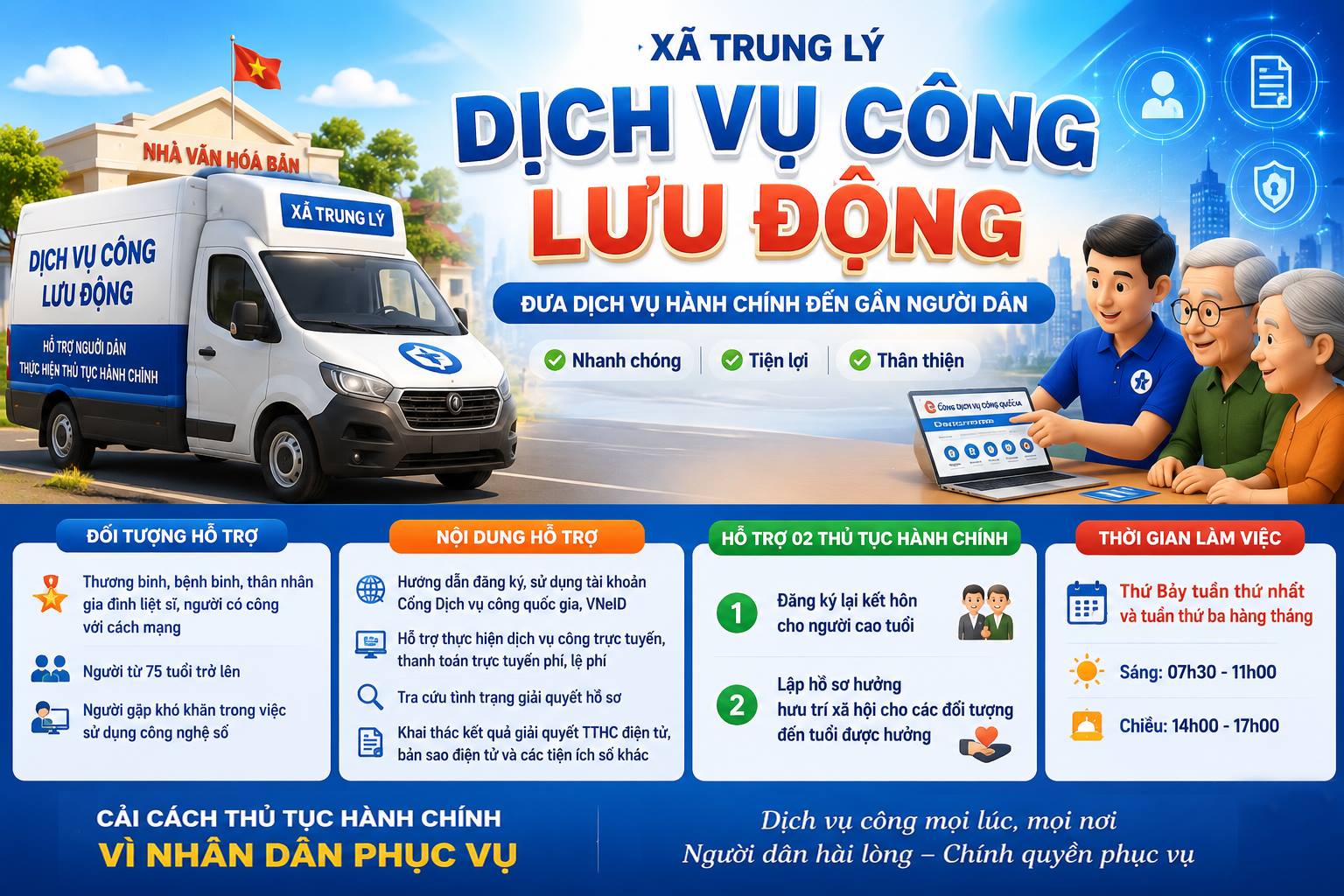 Xã Trung Lý triển khai mô hình "Dịch vụ công lưu động", đưa dịch vụ hành chính đến gần Nhân dân