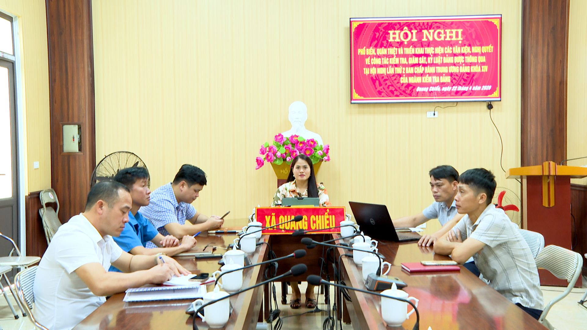 Xã Quang Chiểu tham dự Hội nghị trực tuyến Quán triệt, triển khai các văn kiện, nghị quyết về công tác kiểm tra, giám sát, kỷ luật của Đảng