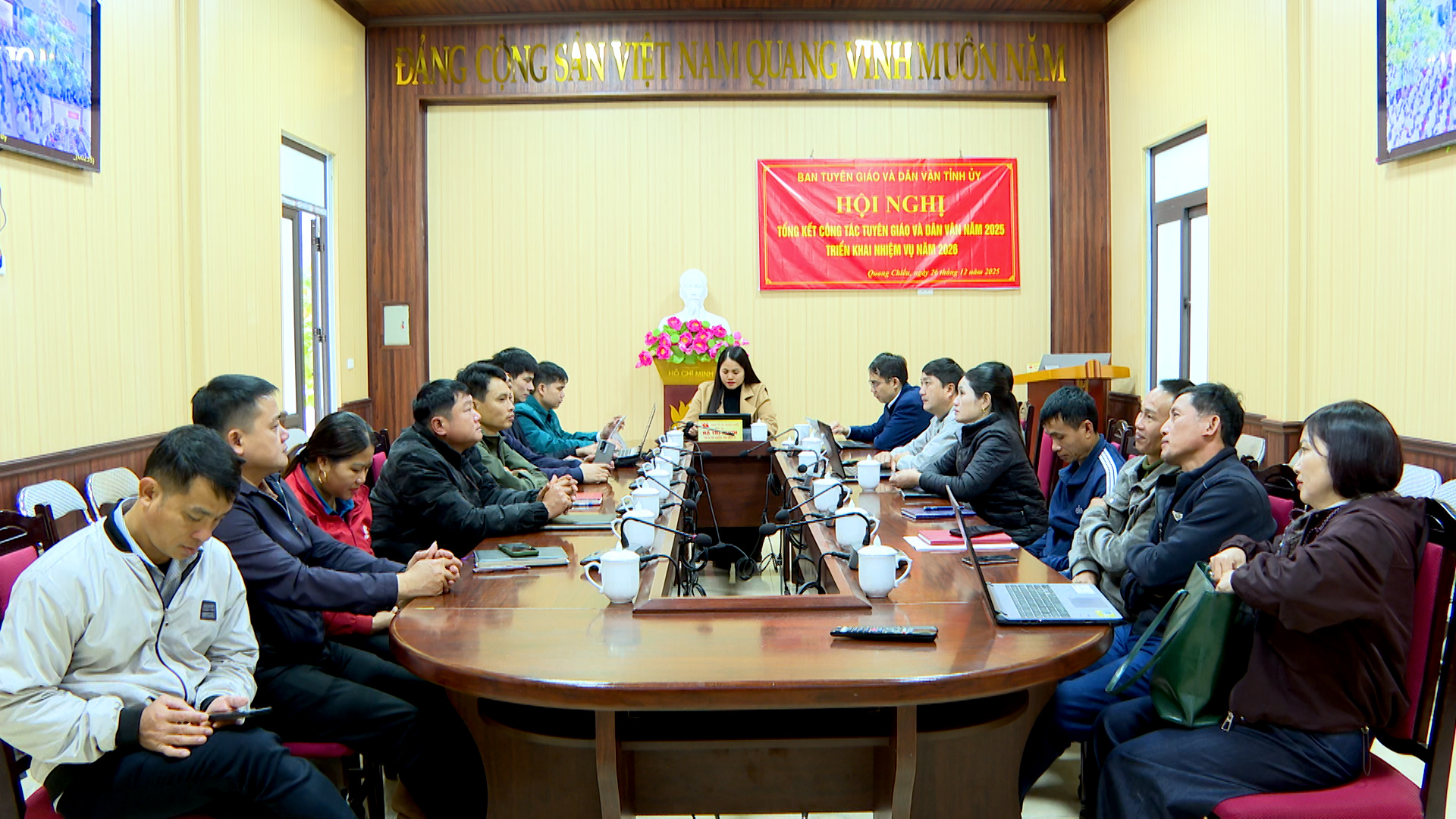 Xã Quang Chiểu tham dự hội nghị trực tuyến tổng kết công tác tuyên giáo và dân vận năm 2025