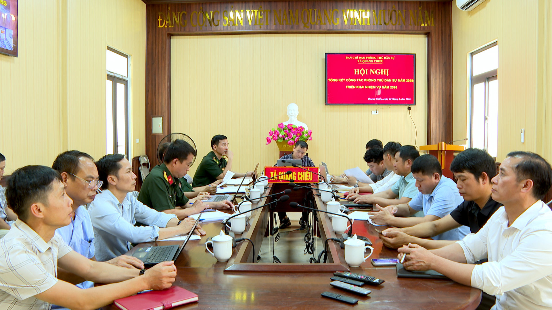 Xã Quang Chiểu tham dự Hội nghị trực tuyến toàn tỉnh tổng kết công tác phòng thủ dân sự năm 2025, triển khai nhiệm vụ năm 2026