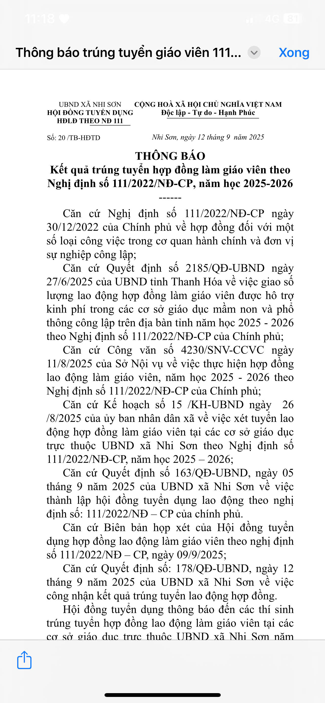 THÔNG BÁO