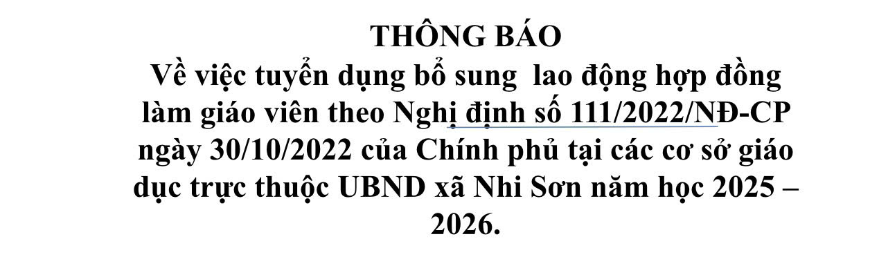 THÔNG BÁO TUYỂN DỤNG