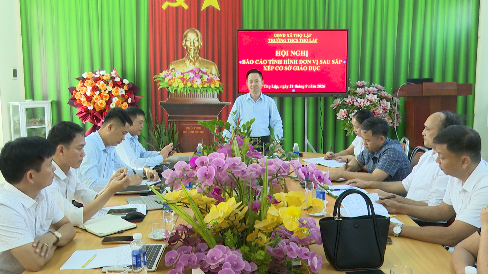 Thường trực Đảng ủy xã Thọ Lập: Làm việc với BCH Đảng bộ, BGH Trường THCS Thọ Lập về kết quả thực hiện nhiệm vụ sau hơn 1 tháng sắp xếp trường