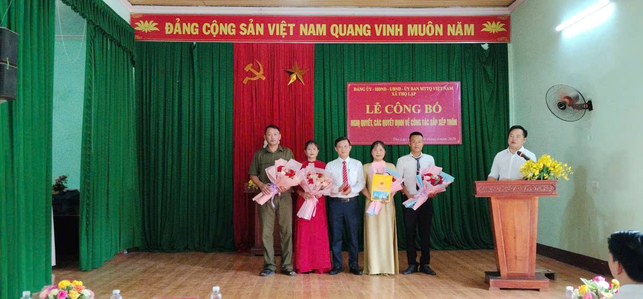 Xã Thọ Lập: Lễ công bố Nghị Quyết, các Quyết định về công tác sắp xếp Thôn 1 Yên Lược, thôn 2 Yên Lược, thôn 3 Yên Lược, thôn 4 Yên Lược thành thôn Yên Lược