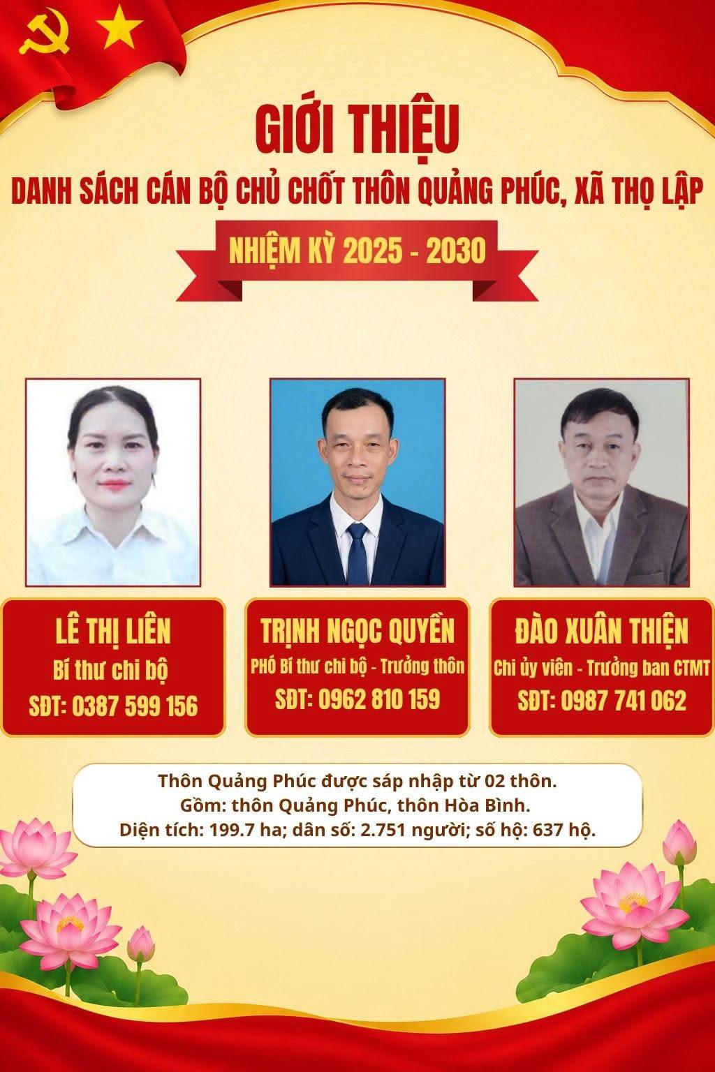 Danh sách cán bộ chủ chốt 11 thôn ở xã Thọ Lập