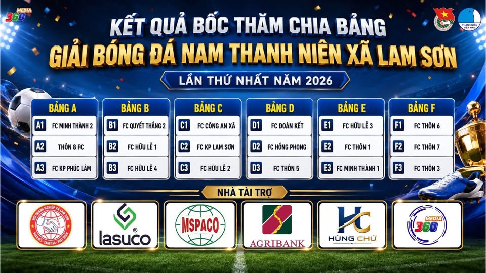 Hội nghị triển khai bốc thăm chia bảng Giải bóng đá Nam thanh niên xã Lam Sơn lần thứ I năm 2026
