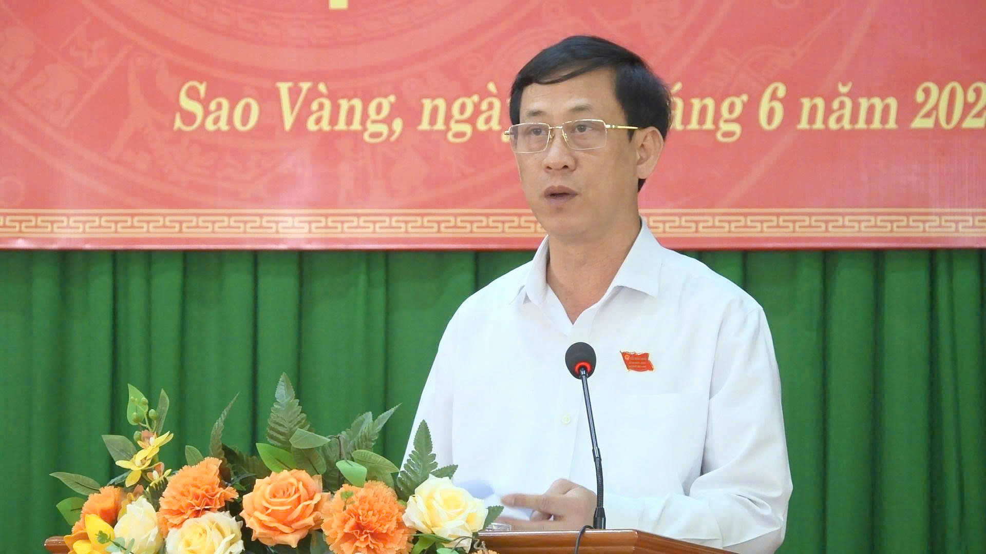 Phát biểu bế mạc kỳ họp thứ Ba - Kỳ họp thường lệ giữa năm 2026 của đồng chí Mai Văn Hải, Ủy viên Ban Thường vụ Tỉnh ủy, Bí thư Đảng ủy, Chủ tịch HĐND xã Sao Vàng